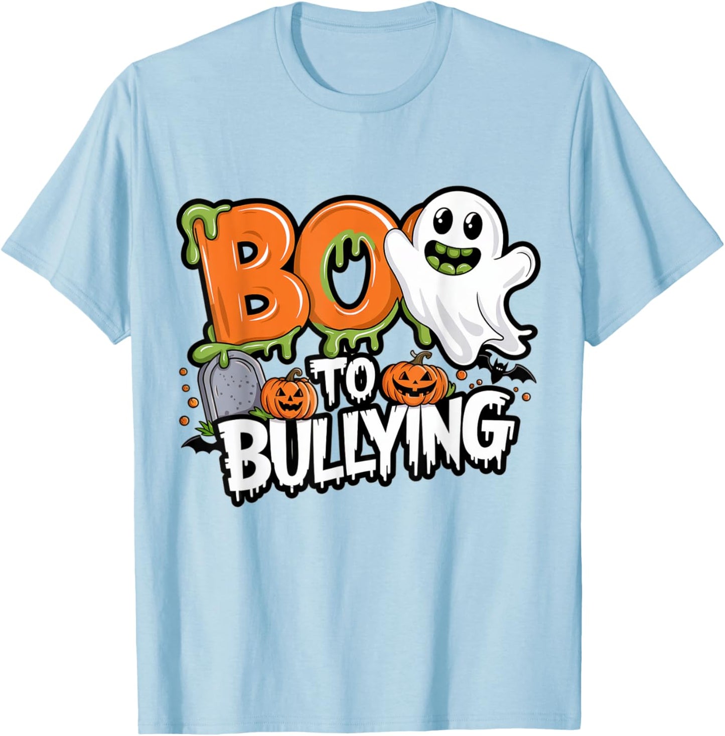 Boo Anti Bullying Funny Halloween Orange Unity Day Boys T-Shirt - T-Shirt | Light Blue