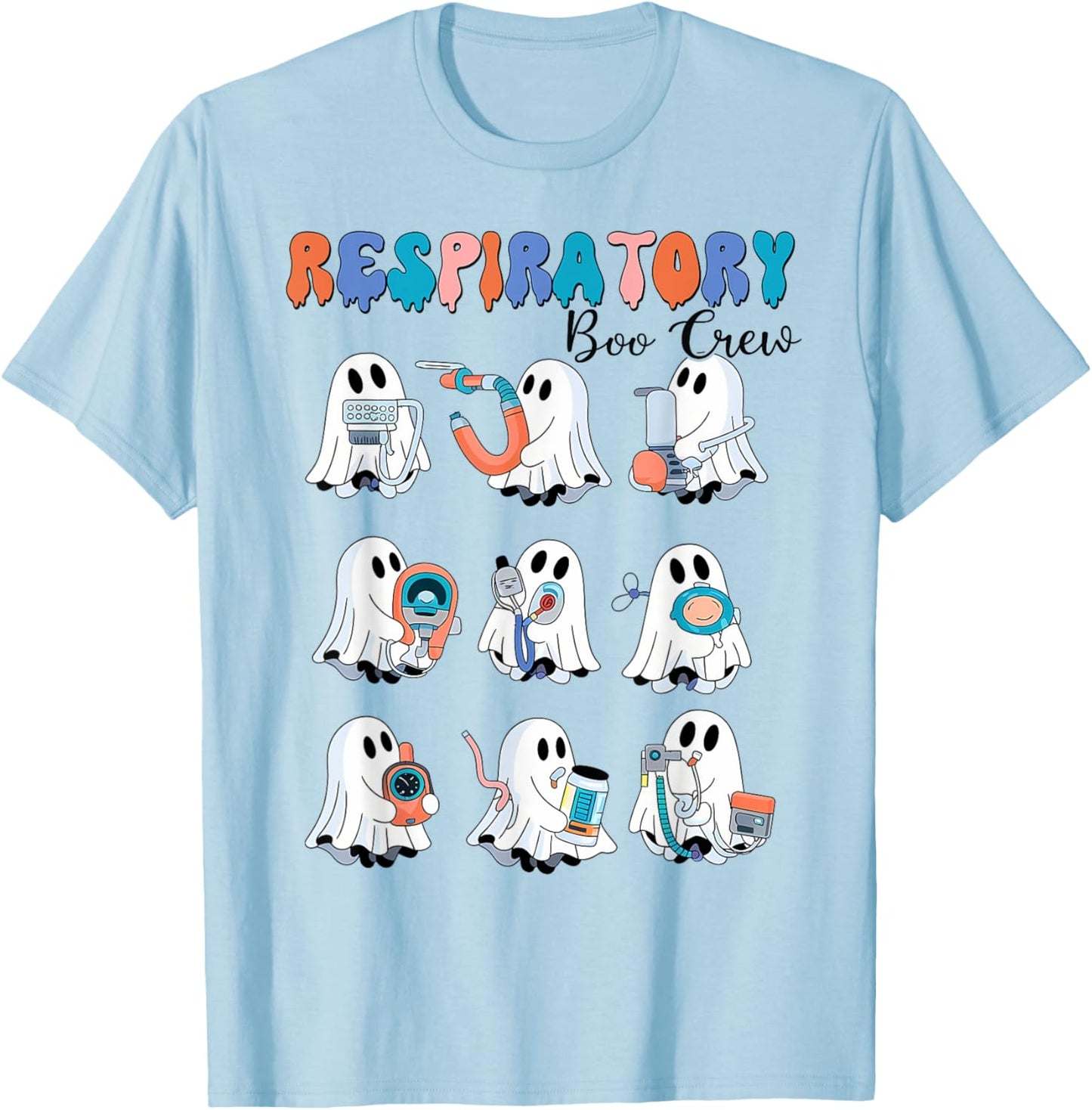 Respiratory therapist shirt halloween respiratory Boo Crew T-Shirt - T-Shirt | Light Blue