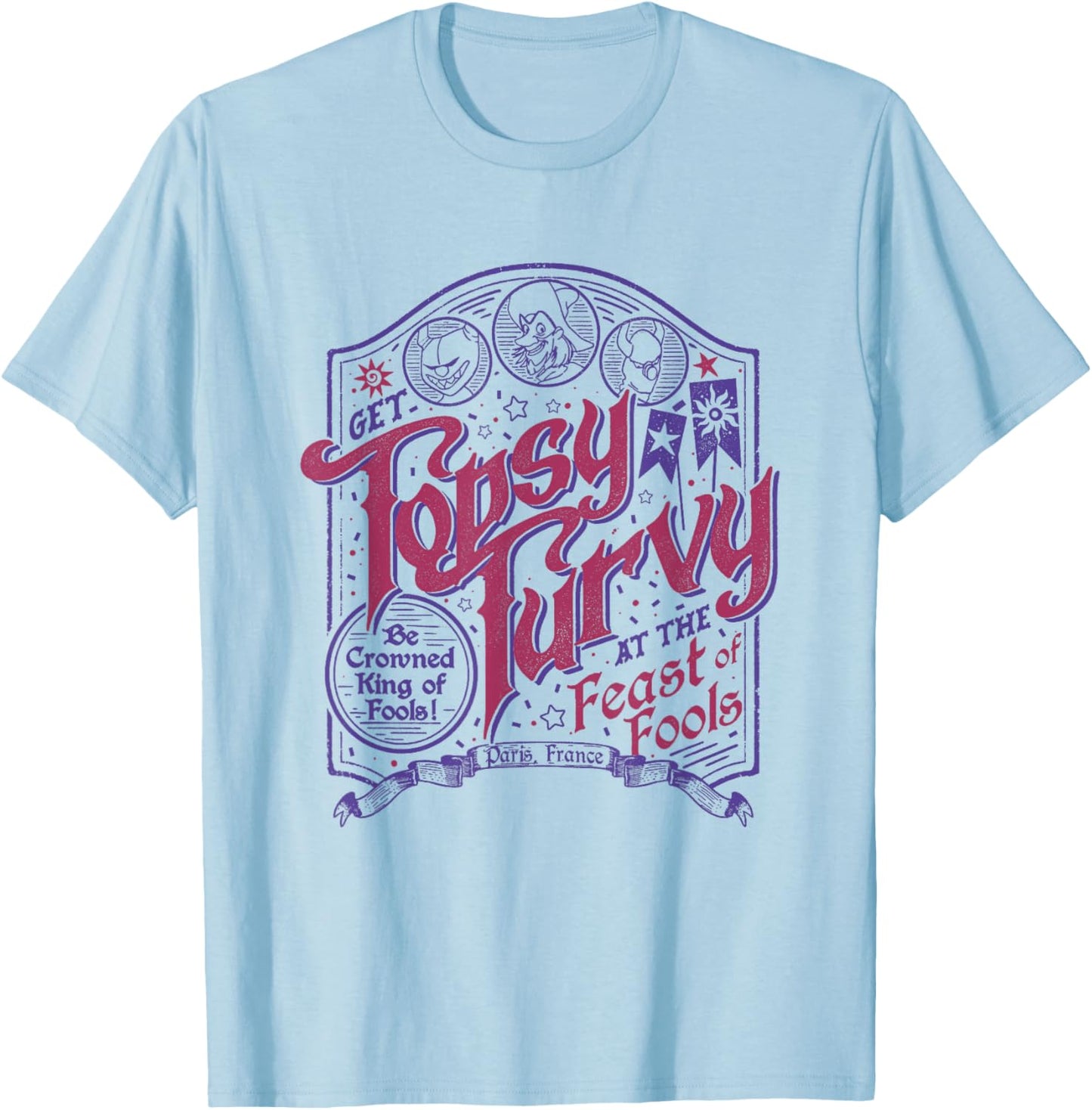 Disney The Hunchback Of Notre Dame Feast Of Fools Big Poster T-Shirt - T-Shirt | Light Blue