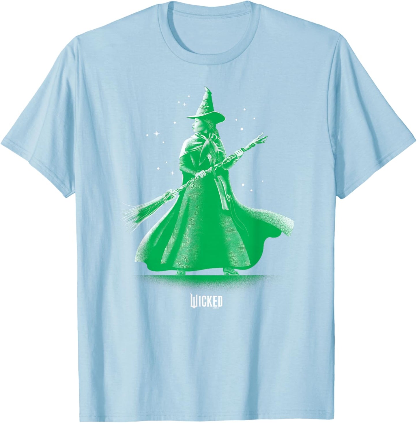 Wicked -Adults Classic Fit Green Elphaba Pose Tonal T-Shirt - T-Shirt | Light Blue