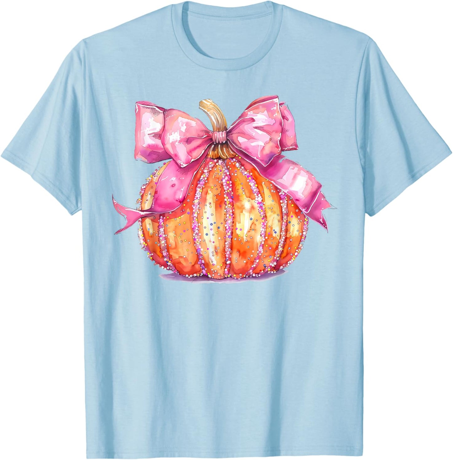 Coquette Pumpkin Bow Disco Ball Cute Girly Halloween Costume T-Shirt - T-Shirt | Light Blue