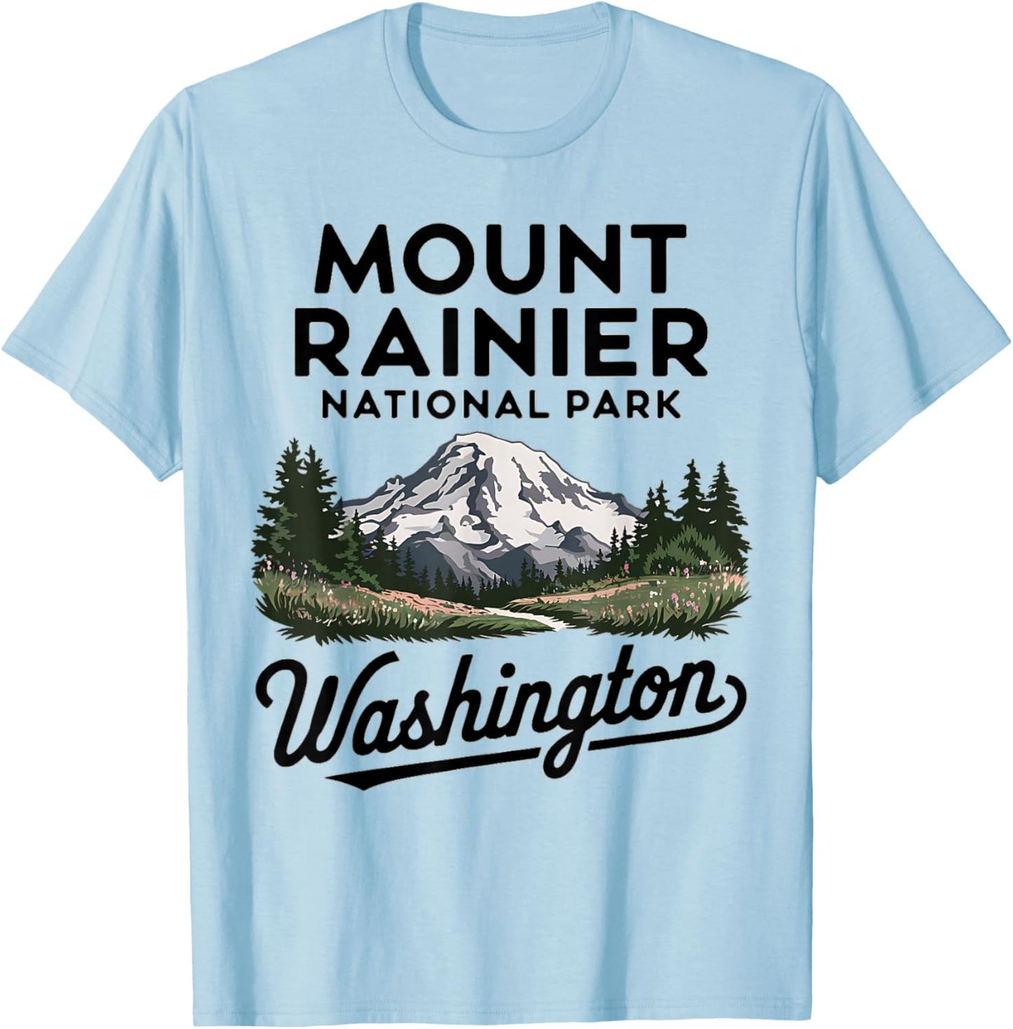 Mountain Landscape Mount Rainier National Park Washington T-Shirt - T-Shirt | Light Blue