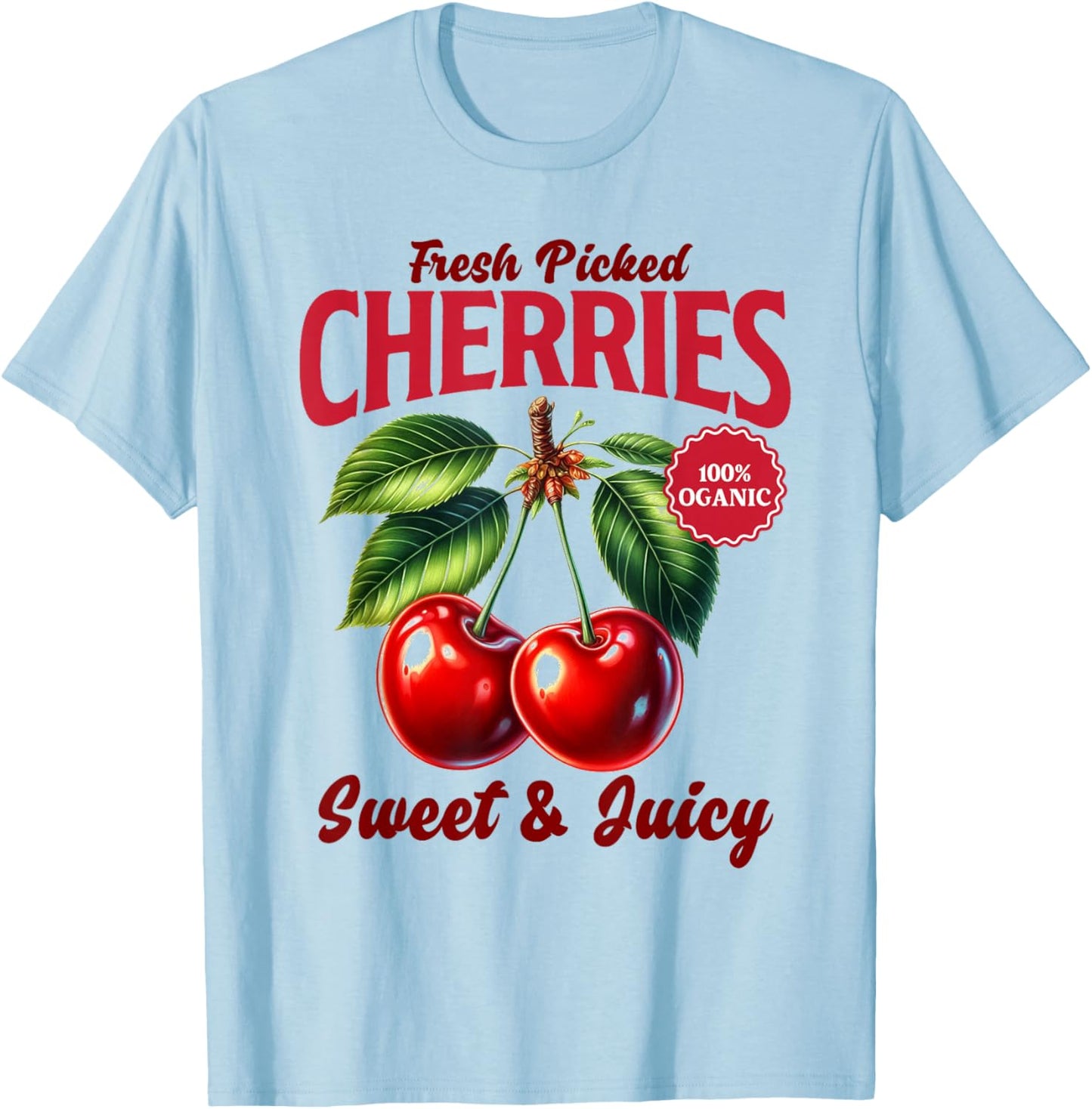 Cherry Farmer's Market Fresh Picked Cherries Cherry Lover T-Shirt - T-Shirt | Light Blue