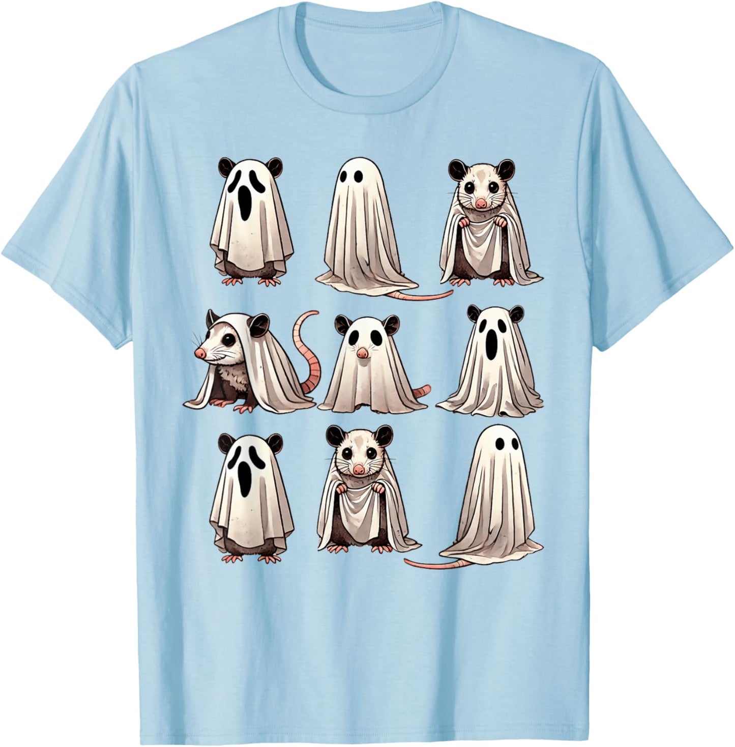Cute Ghost Opossum Funny Halloween Outfit Costumes Opossum T-Shirt - T-Shirt | Light Blue