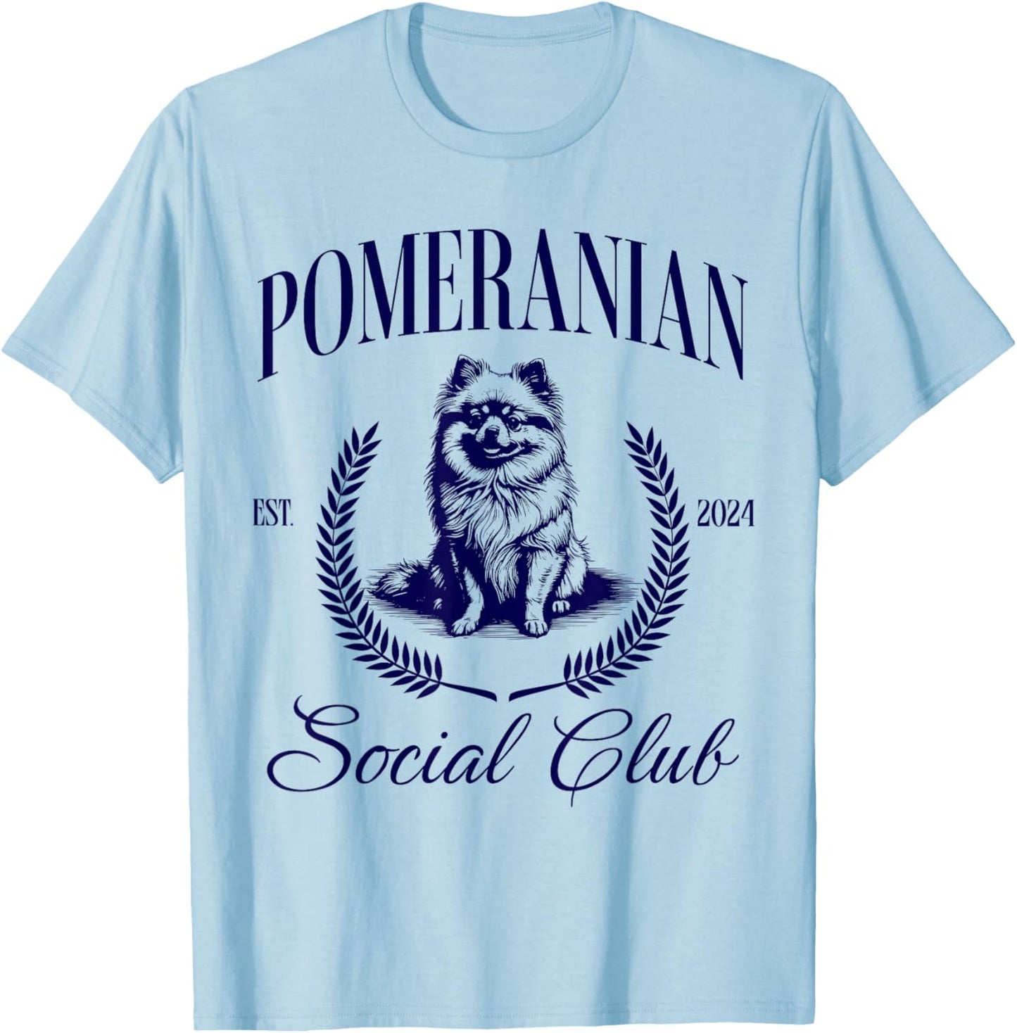 Pomeranian Social Club Women Dog Mom T-Shirt - T-Shirt | Light Blue