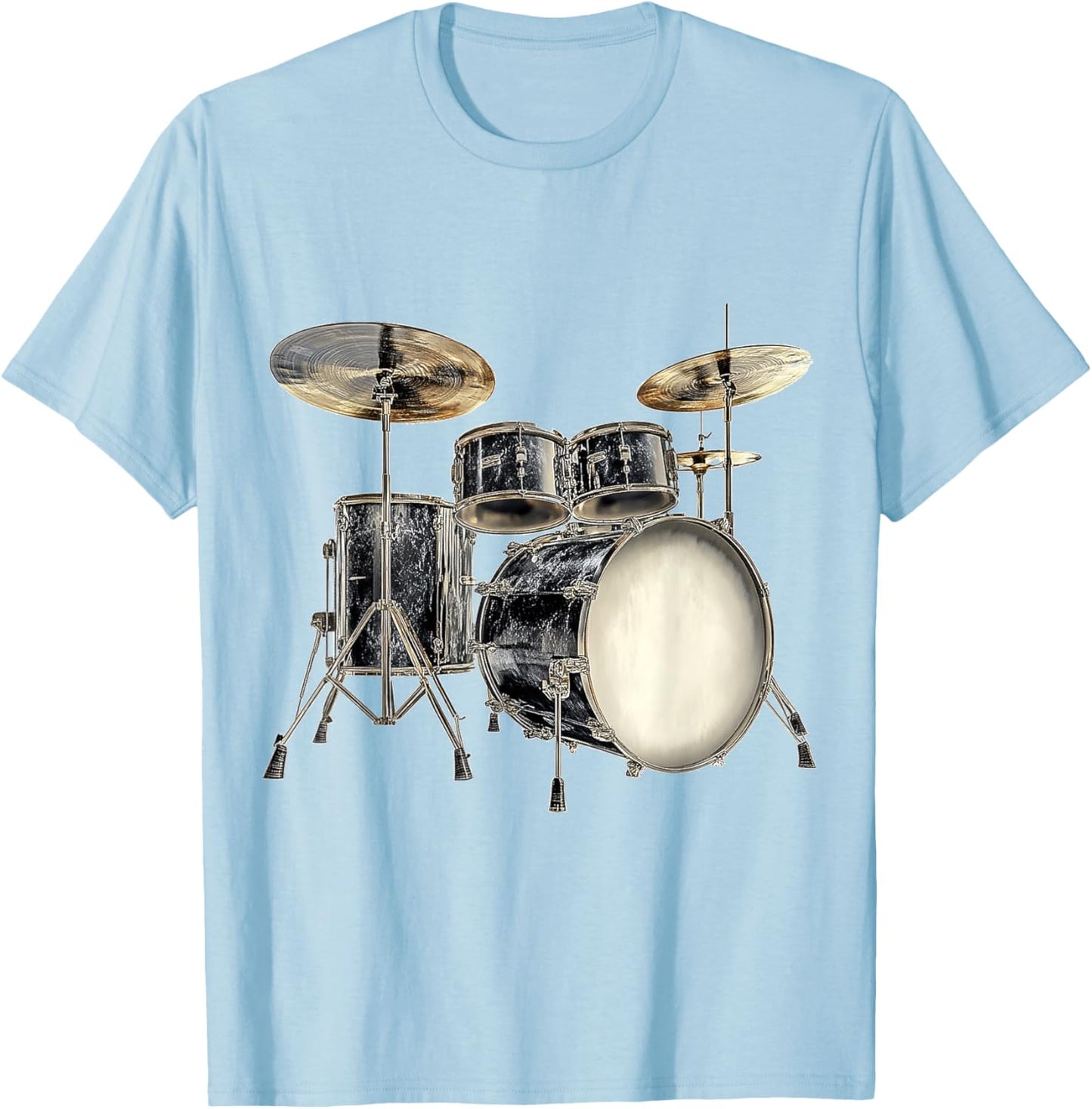 Drumset Music Instrument Motif Illustration Drumset T-Shirt - T-Shirt | Light Blue