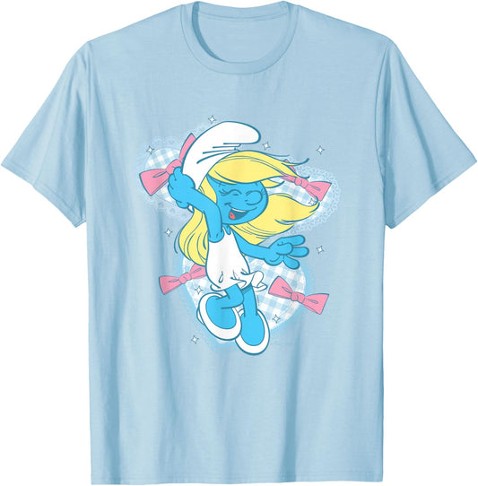The Smurfs Cute Coquette Smurfette Pastel Color Chest Logo T-Shirt - T-Shirt | Light Blue