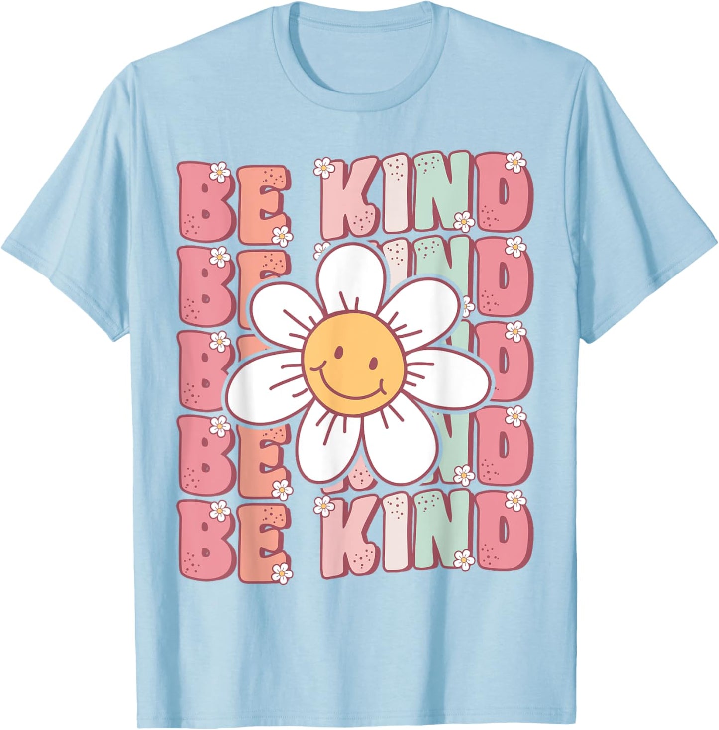 Groovy Be Kind Retro Cute Daisy Flower Positivity Kindness T-Shirt - T-Shirt | Light Blue
