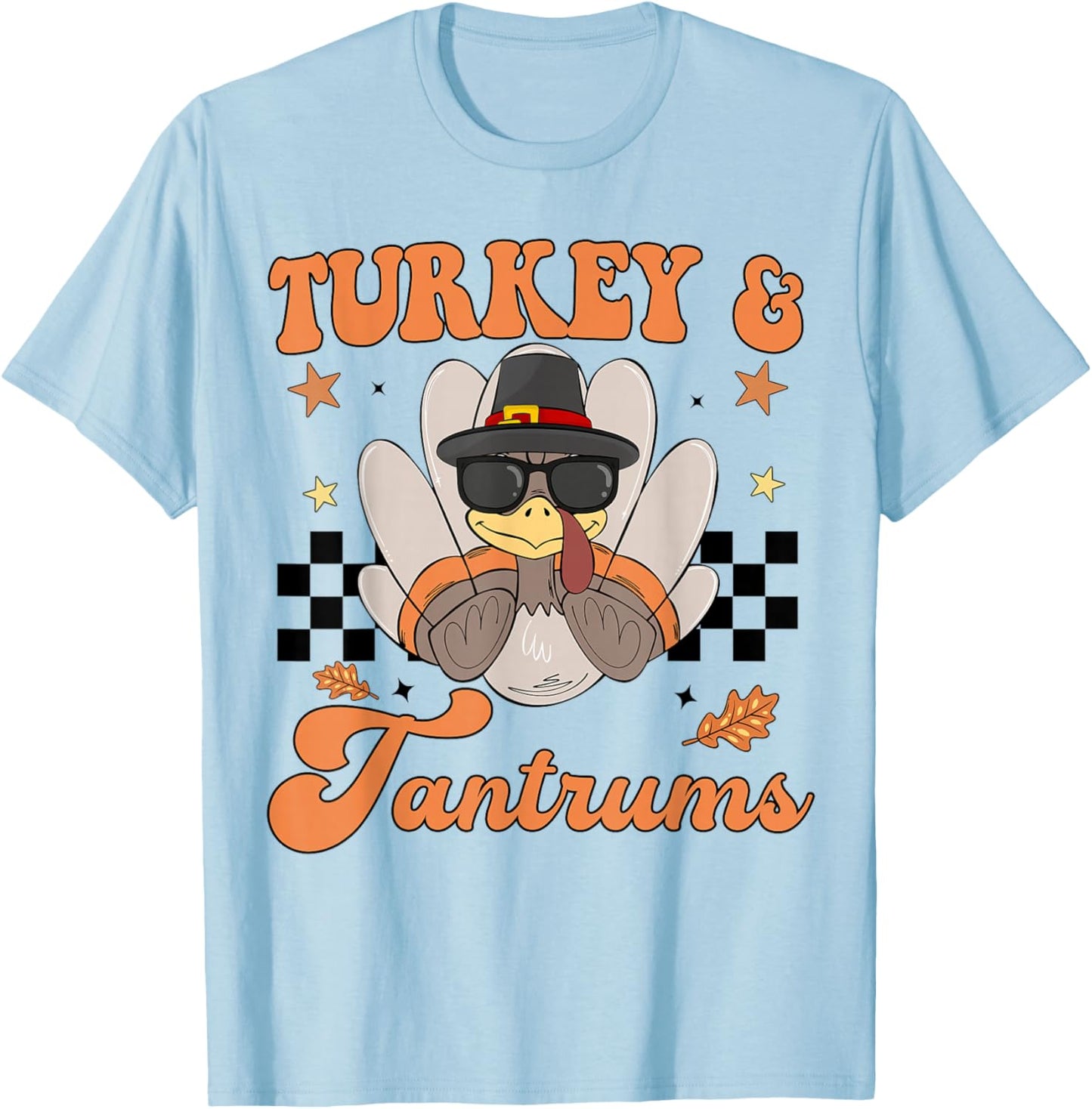 Boy Toddler Thanksgiving Trot Turkey Tantrum Outfit Costume T-Shirt - T-Shirt | Light Blue
