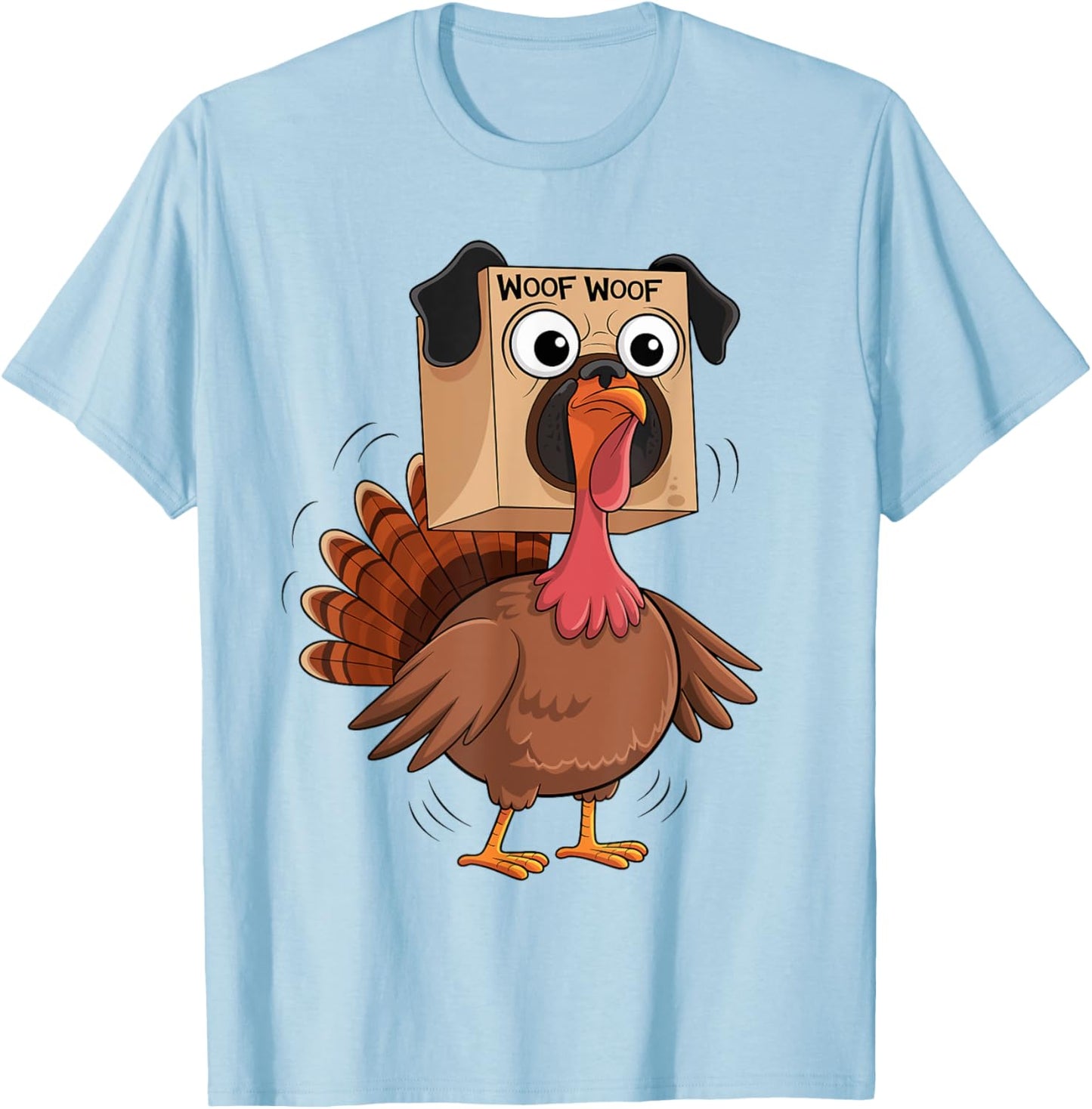 Funny Thanksgiving Turkey Fake Pug Disguise Dog Lovers Women Kids T-Shirt - T-Shirt | Light Blue