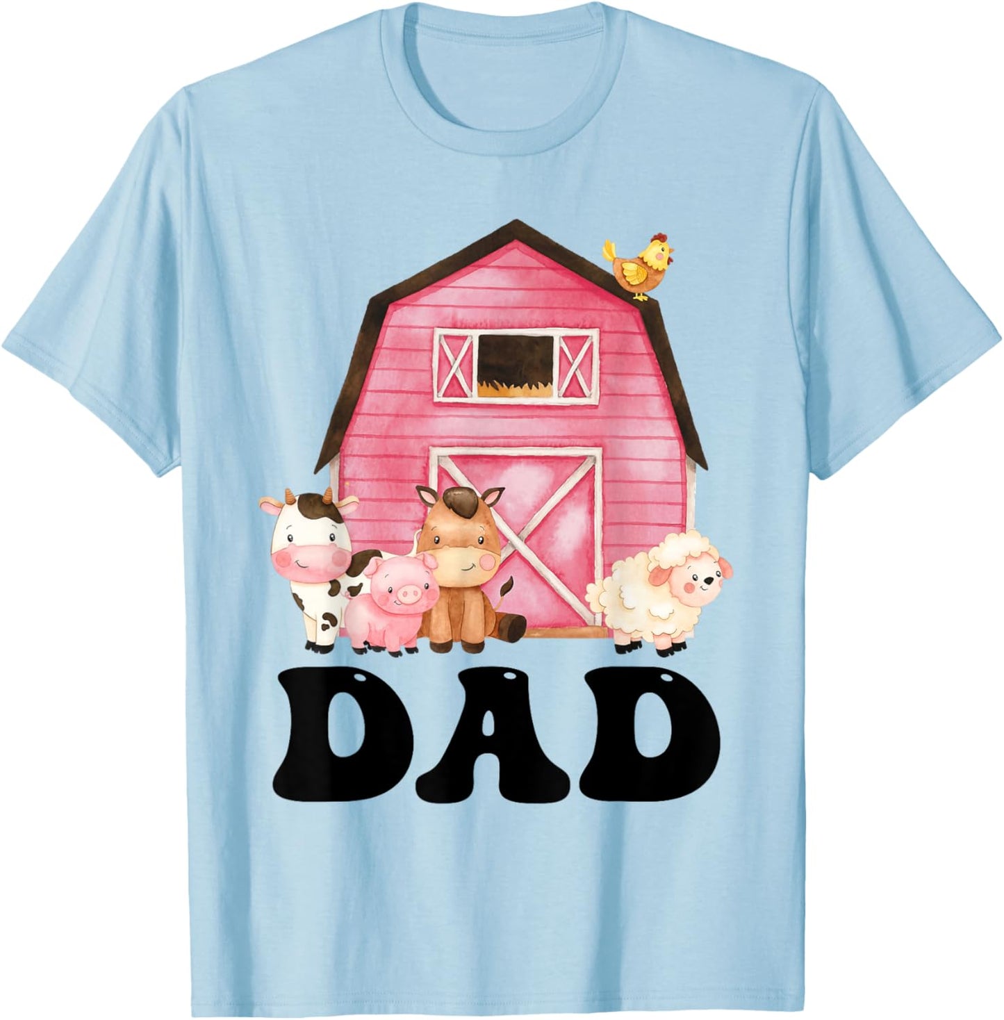 Funny Dad Farm Animals Birthday Theme Matching Family T-Shirt - T-Shirt | Light Blue