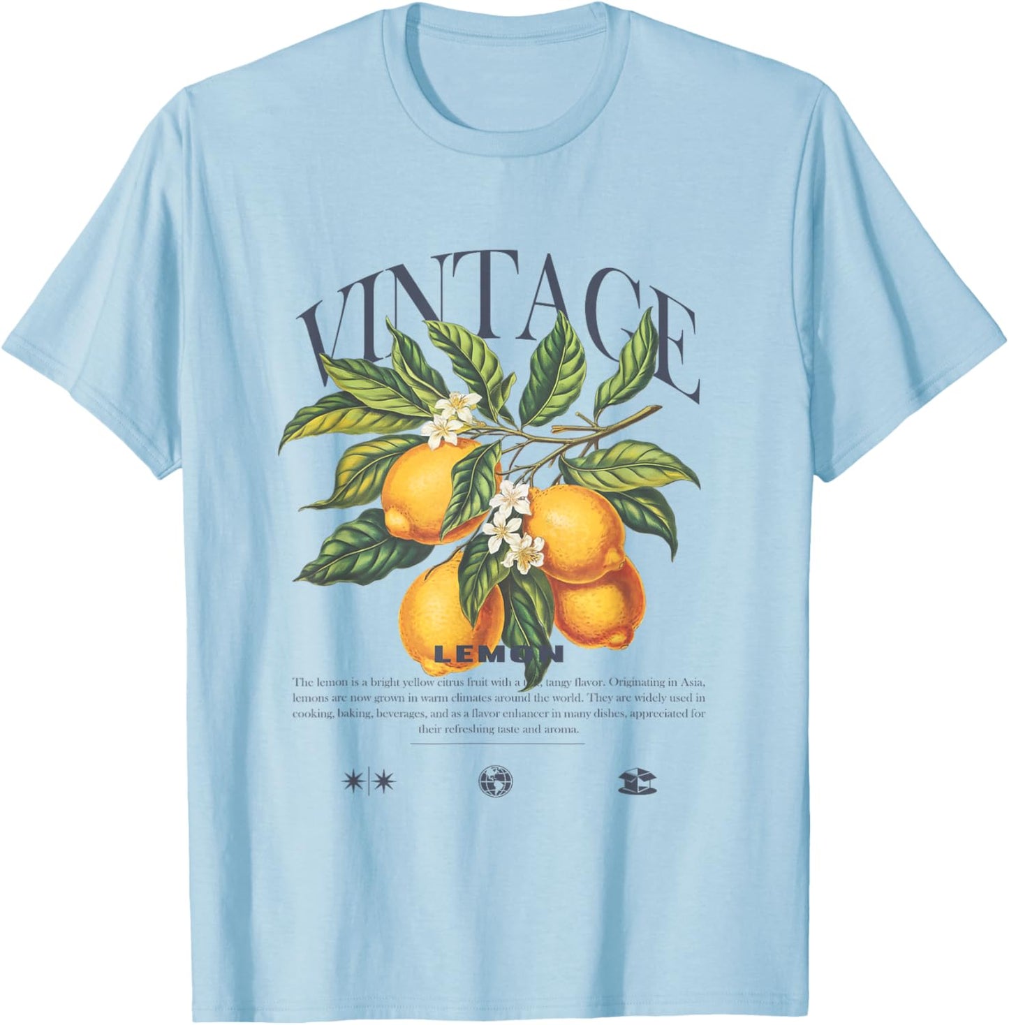 Lemon Fruit Vintage T-Shirt - T-Shirt | Light Blue