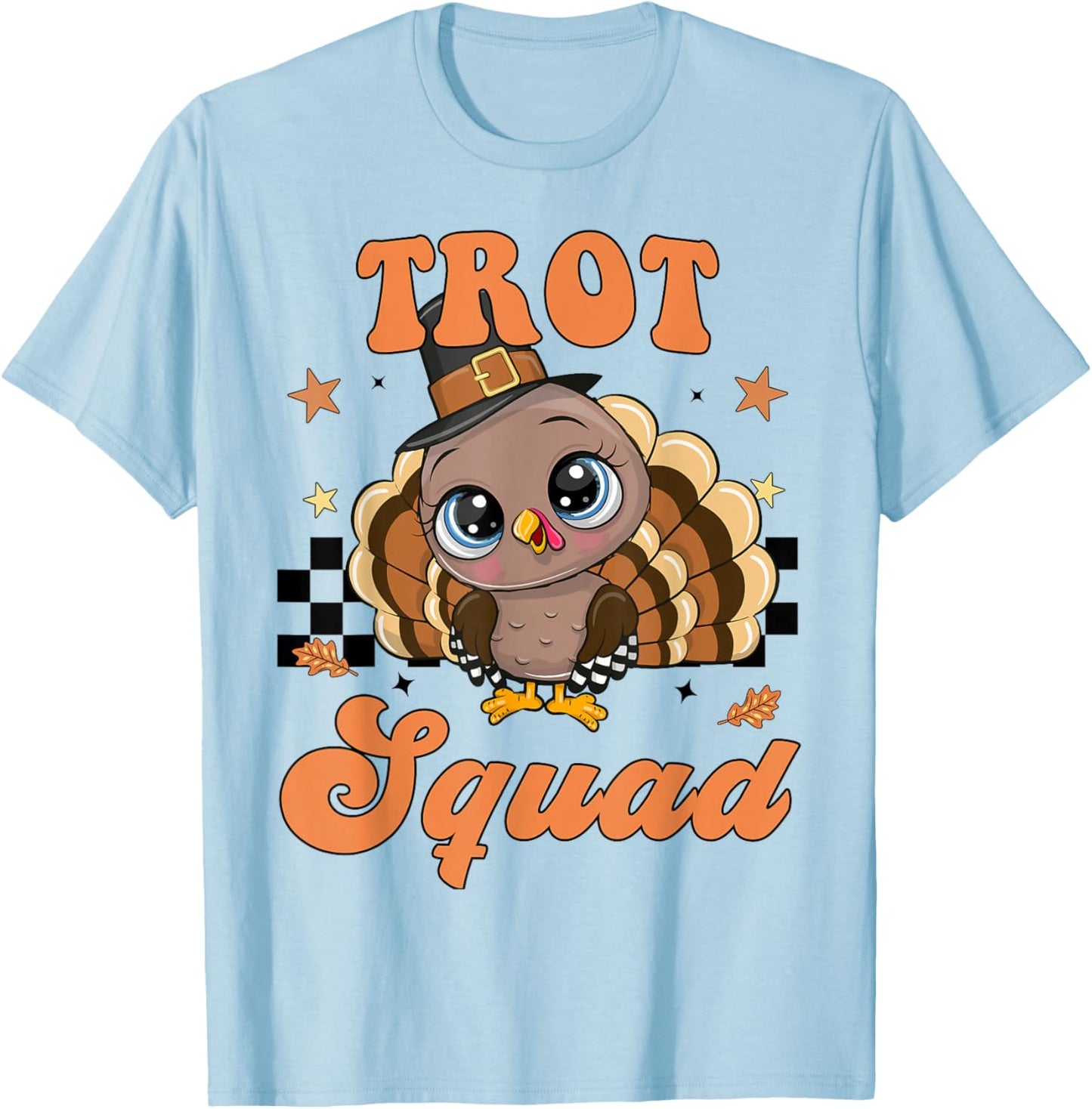 Girls Thanksgiving Turkey Trot Squad Running Outfit Costume T-Shirt - T-Shirt | Light Blue