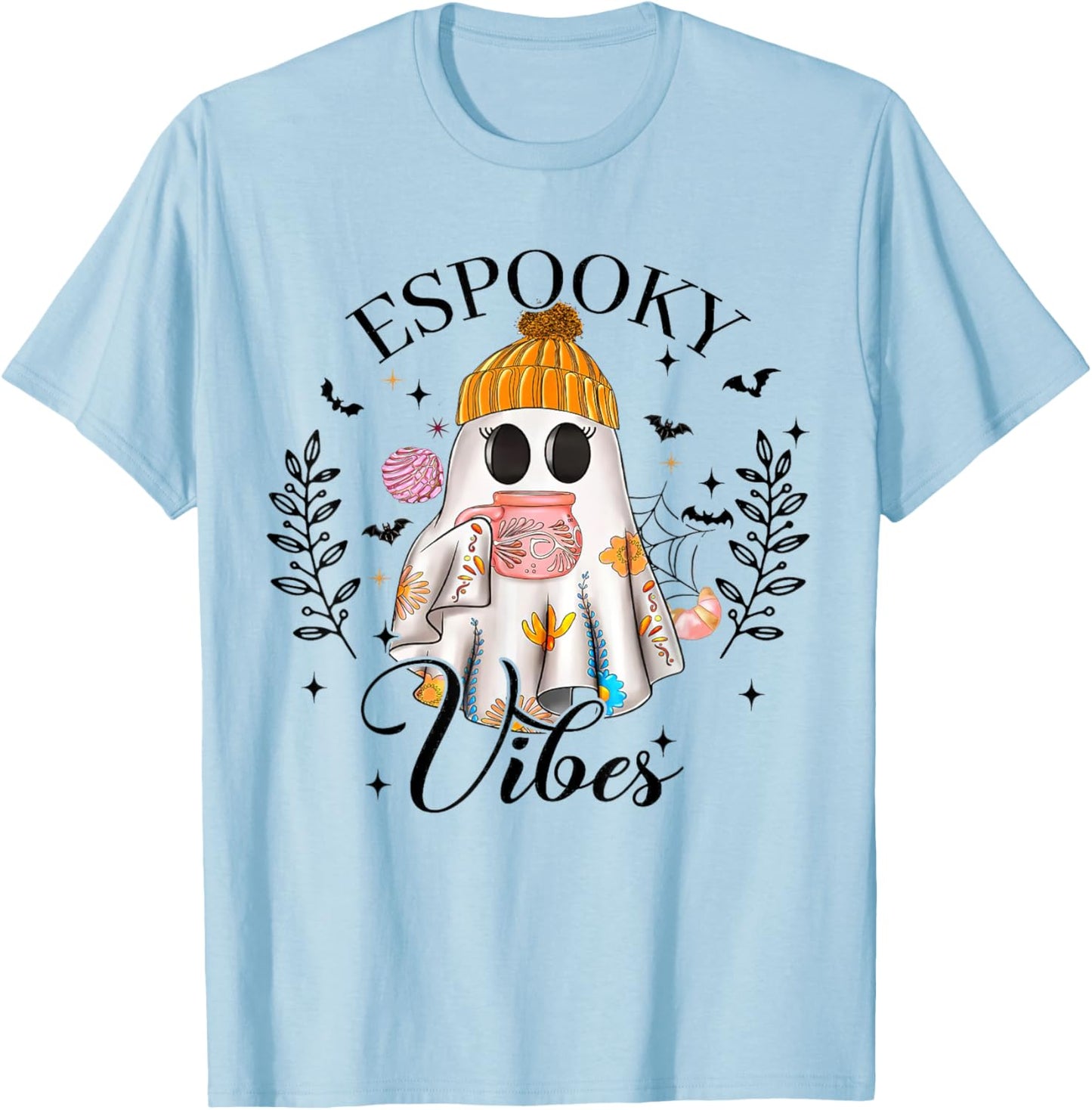 Mexican Ghost, Espooky Vibes, Espooky Season, Spooky Conchas T-Shirt - T-Shirt | Light Blue