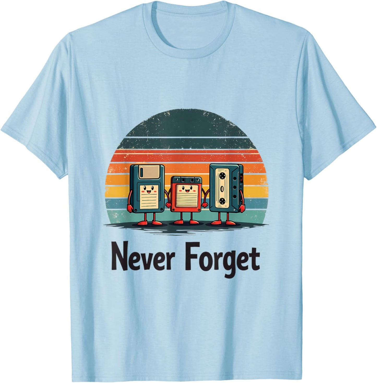 Never Forget Retro Floppy Cassette Tape T-Shirt - T-Shirt | Light Blue