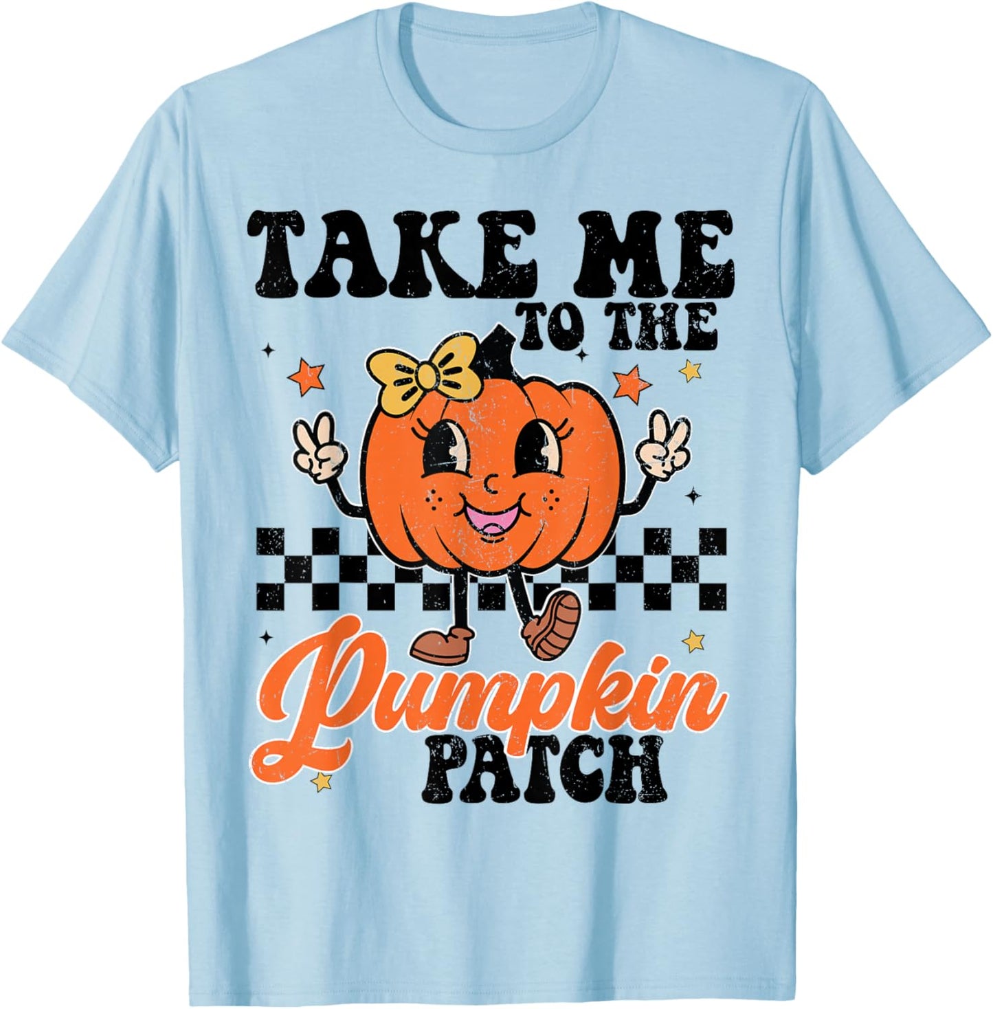 Take Me To Pumpkin Patch Girl Thanksgiving Turkey Trot Tutu T-Shirt - T-Shirt | Light Blue