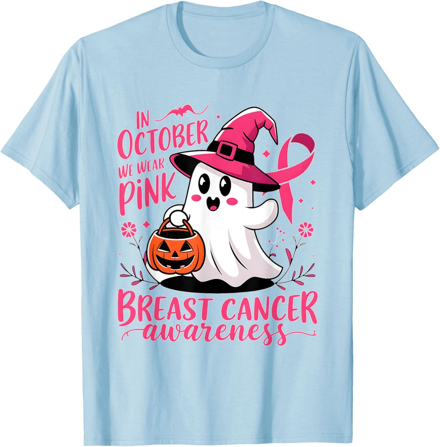 Breast Cancer Awareness Month In October We Wear Pink 2024 T-Shirt - T-Shirt | Light Blue