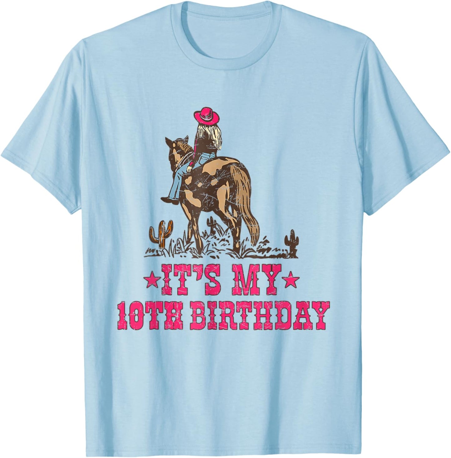 10 Year Old Cowgirl Riding Horse It's my 10th Birthday T-Shirt - T-Shirt | Light Blue