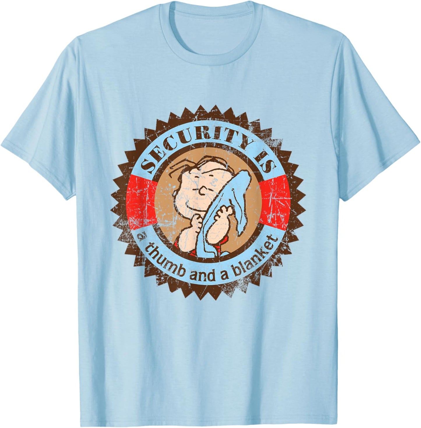 Peanuts Linus Van Pelt Security is A Thumb and Blanket T-Shirt - T-Shirt | Light Blue