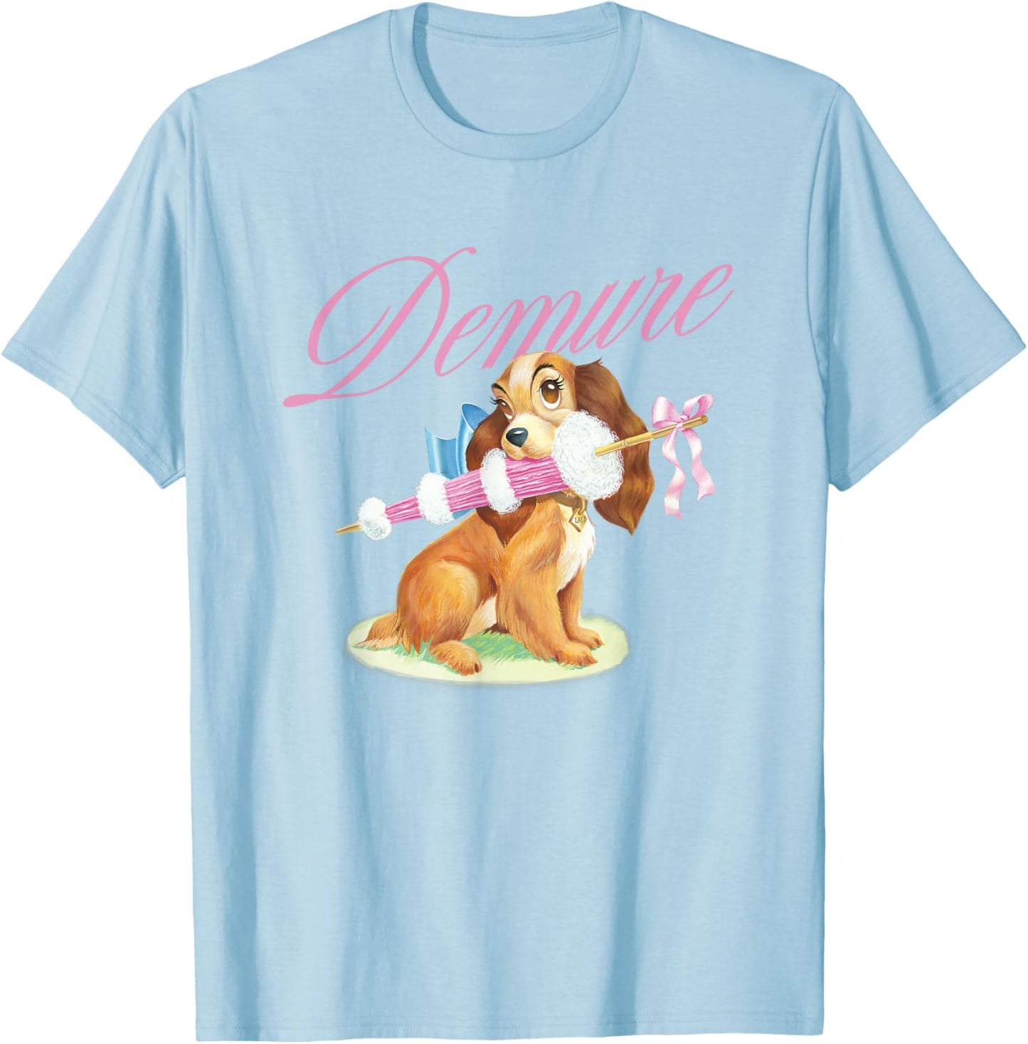 Disney Lady and the Tramp Cute Lady Demure Sketch Chest Logo T-Shirt - T-Shirt | Light Blue