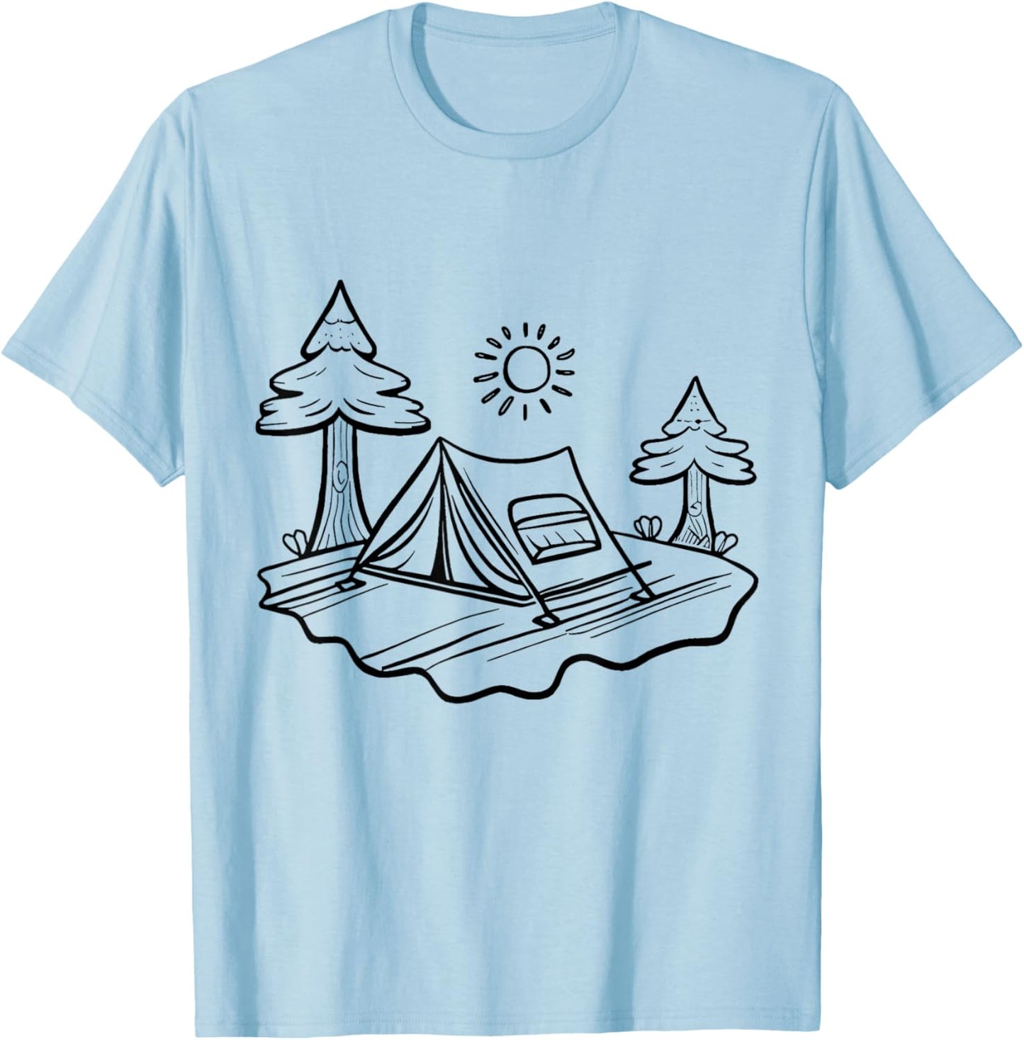 Tent camp Camping coloring and painting yourself coloring T-Shirt - T-Shirt | Light Blue