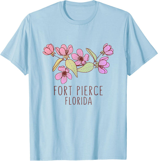 Fort Pierce Florida Wildflowers | Fort Pierce FL T-Shirt - T-Shirt | Light Blue