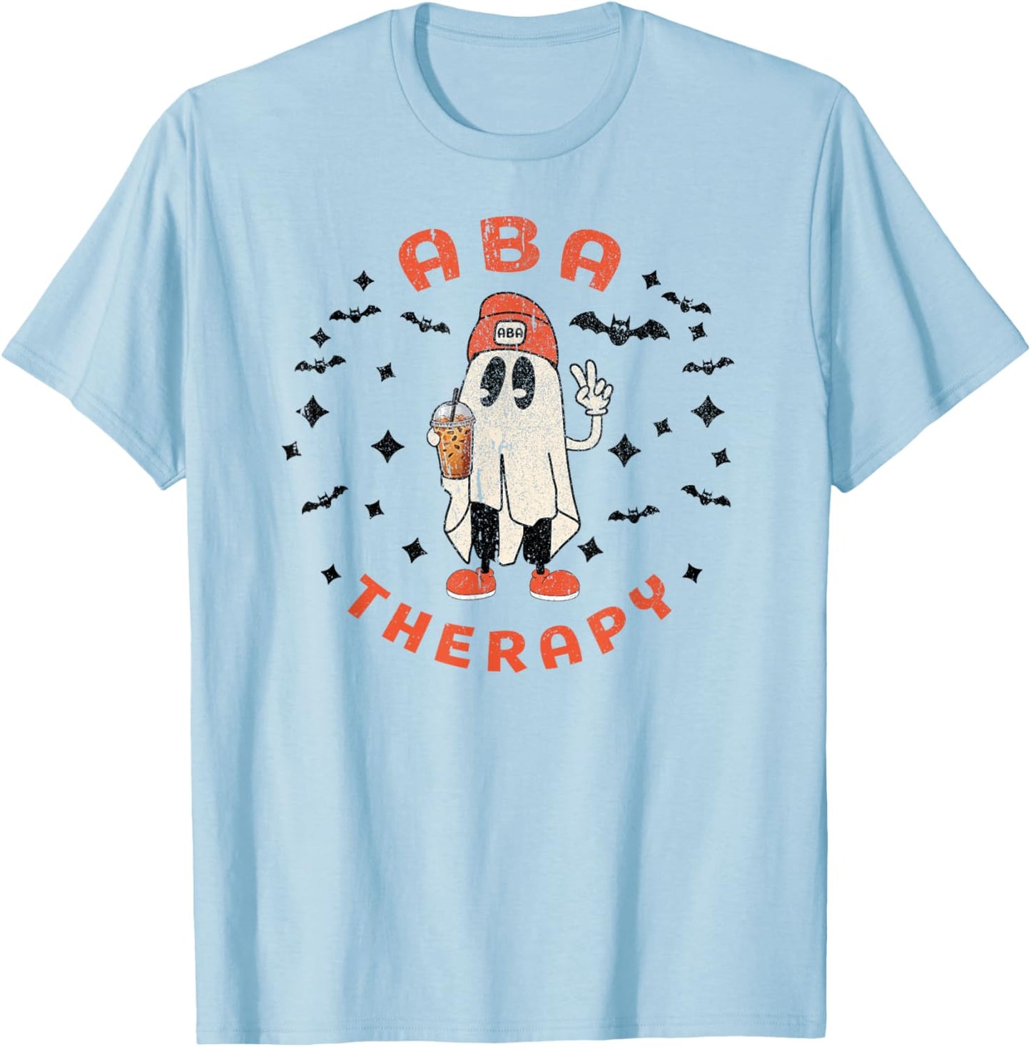 Halloween ABA Therapy Therapist Behavior Autism Ghost Fall T-Shirt - T-Shirt | Light Blue