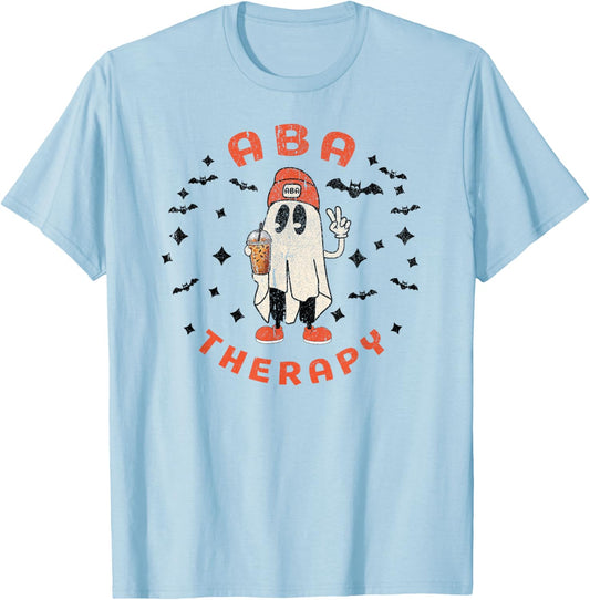 Halloween ABA Therapy Therapist Behavior Autism Ghost Fall T-Shirt - T-Shirt | Light Blue