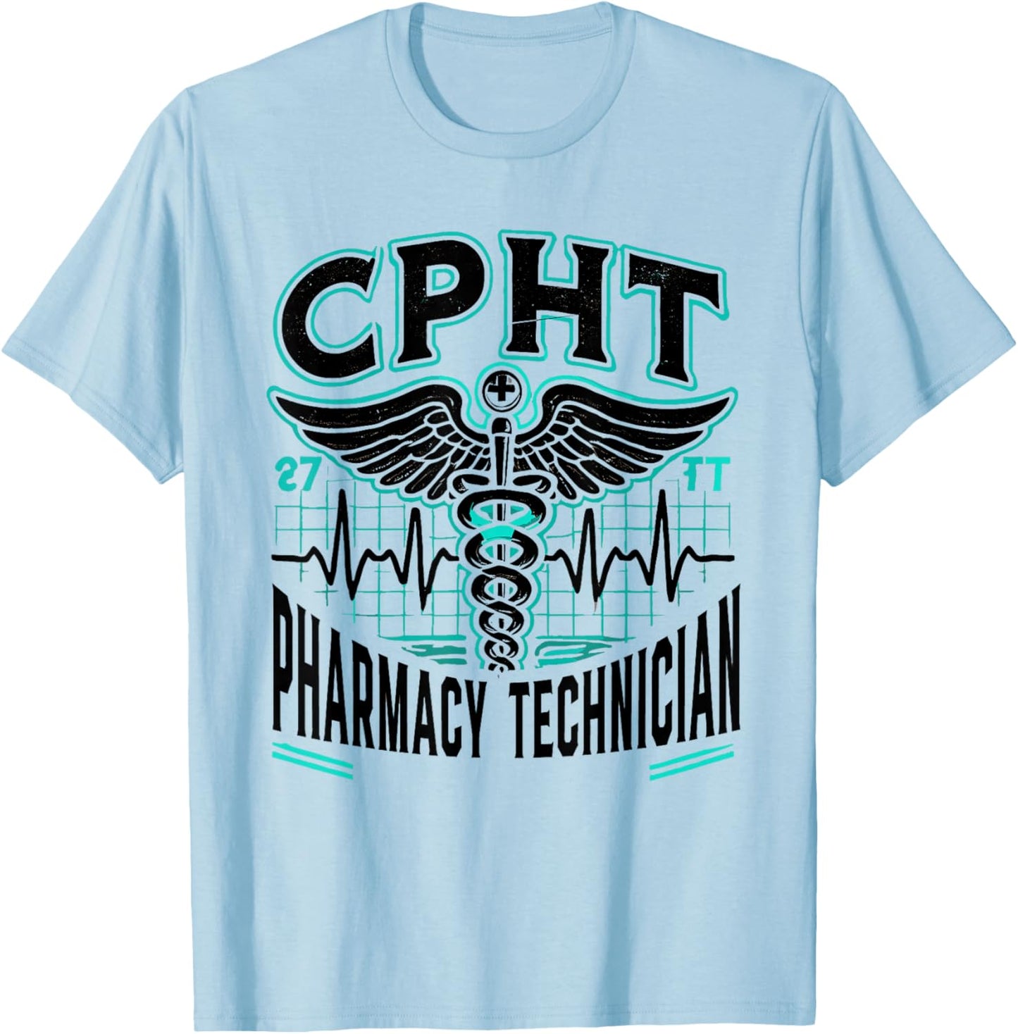 CPHT Pharmacy Technician Pharmacist Heartbeat T-Shirt - T-Shirt | Light Blue