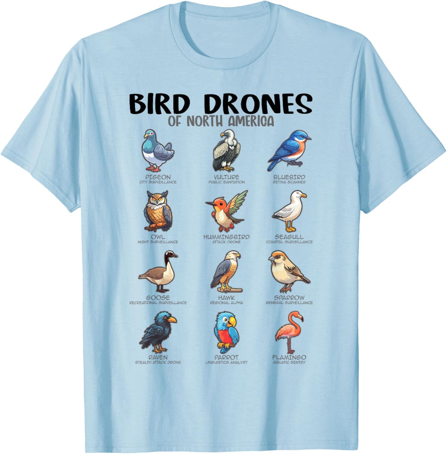 Bird Drones Of North America, Ornithologist Ornithology T-Shirt - T-Shirt | Light Blue