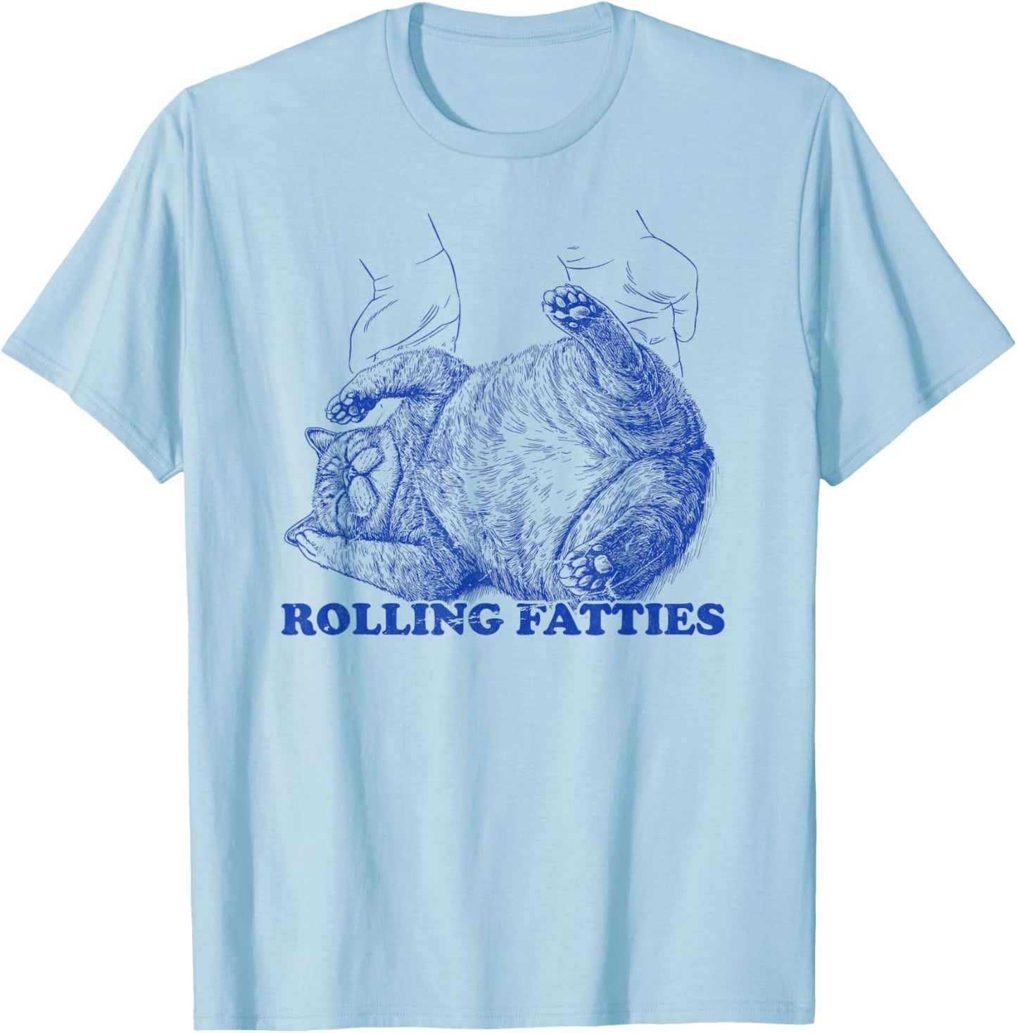 Rolling Fatties cat funny cute cat lover Kitten Owner retro T-Shirt - T-Shirt | Light Blue