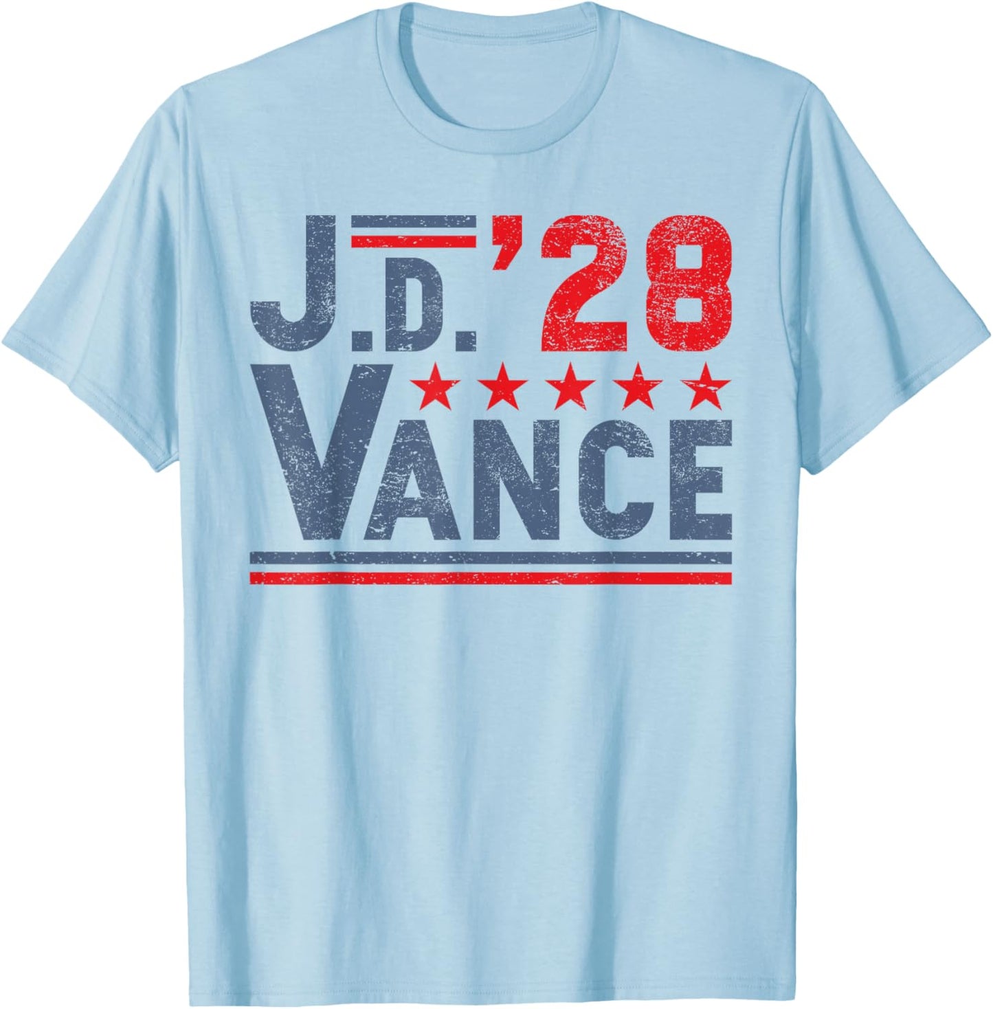 JD Vance 2028 President Election Campaign 28 American Flag T-Shirt - T-Shirt | Light Blue