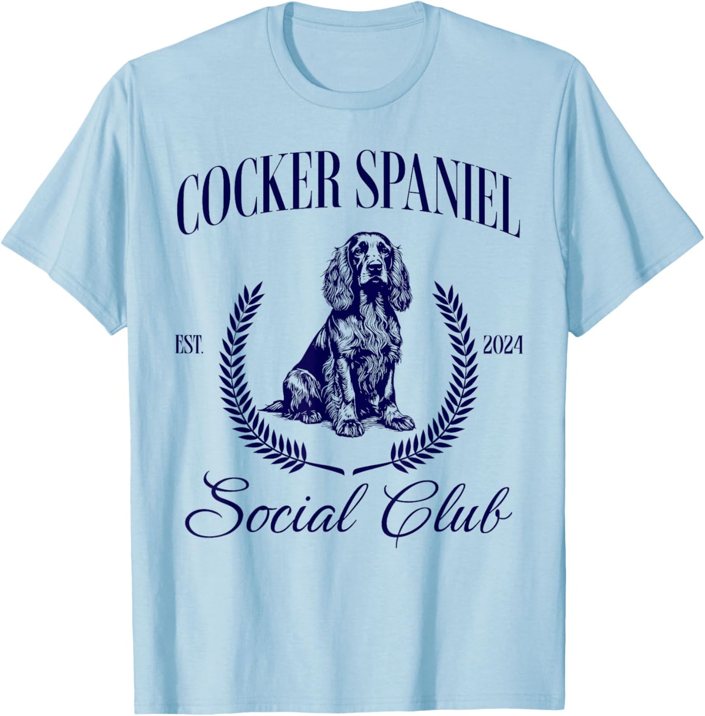 Cocker Spaniel Social Club Women Dog Mom T-Shirt - T-Shirt | Light Blue
