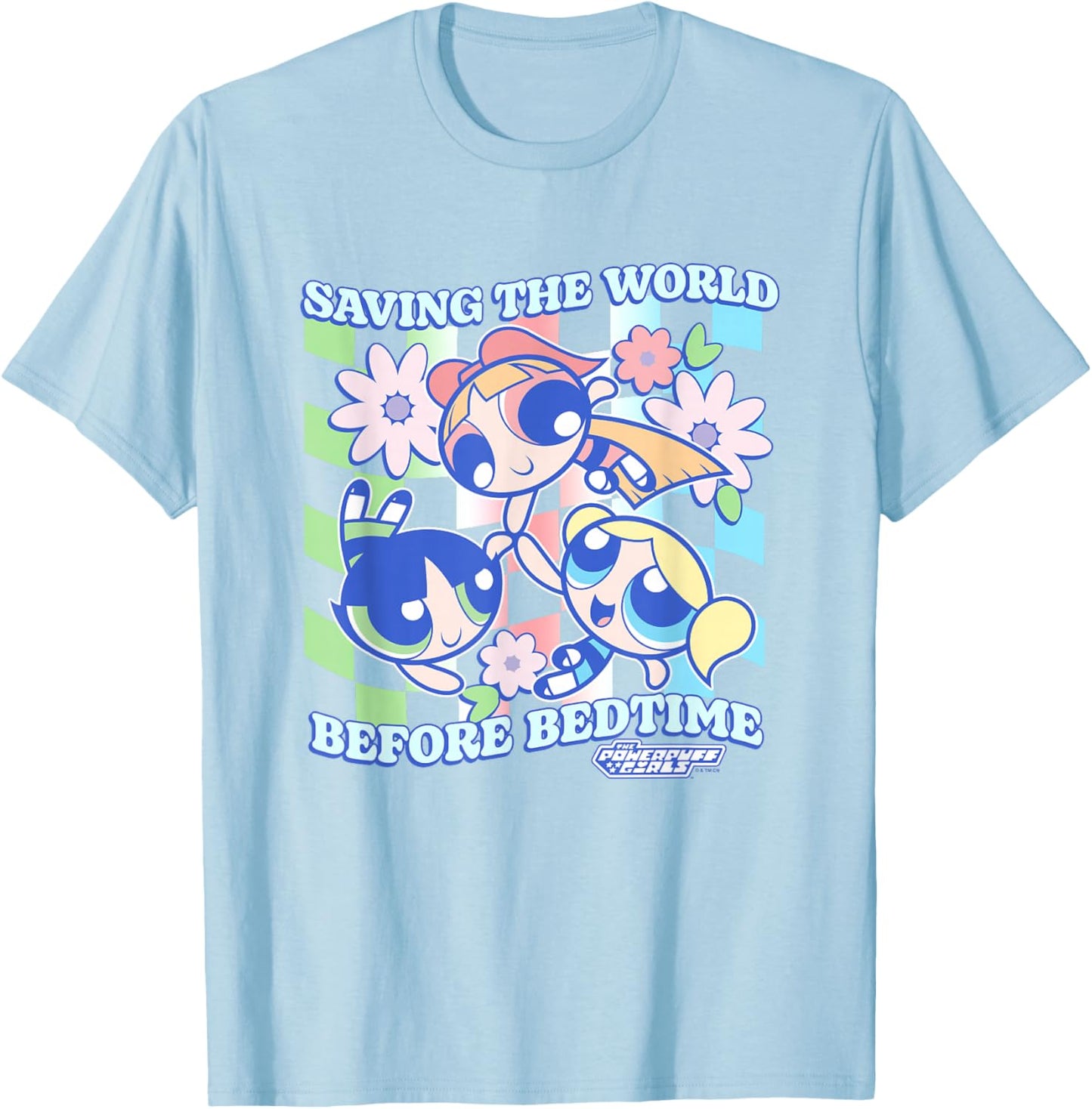 The Powerpuff Girls Saving The World Before Bedtime Vintage T-Shirt - T-Shirt | Light Blue