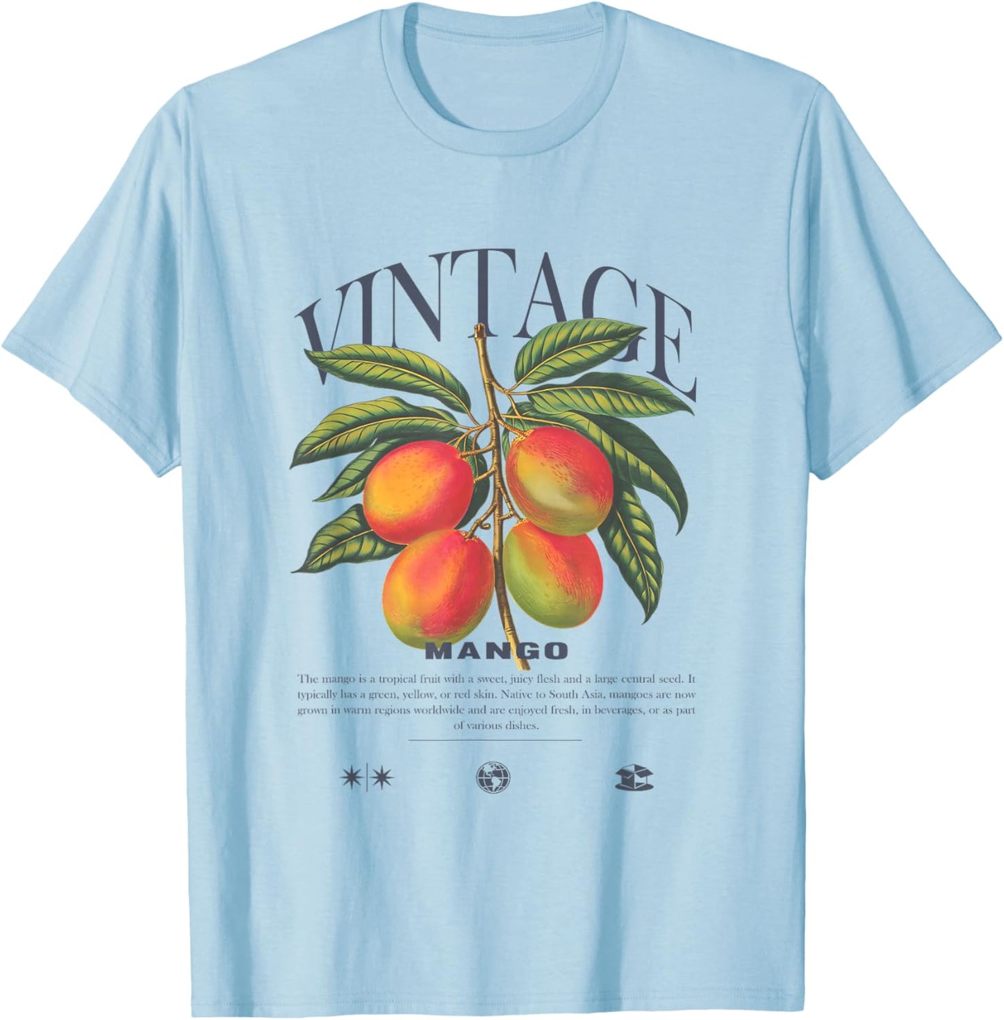 Mango Fruit Vintage T-Shirt - T-Shirt | Light Blue