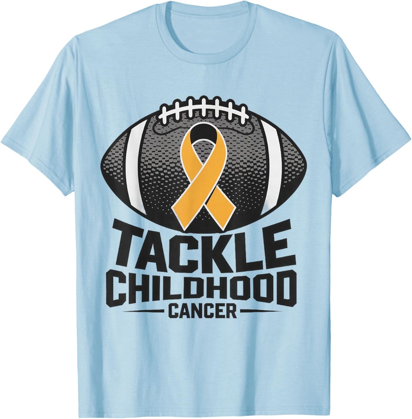 Childhood Cancer Awareness Tackle Childhood Cancer Football T-Shirt - T-Shirt | Light Blue