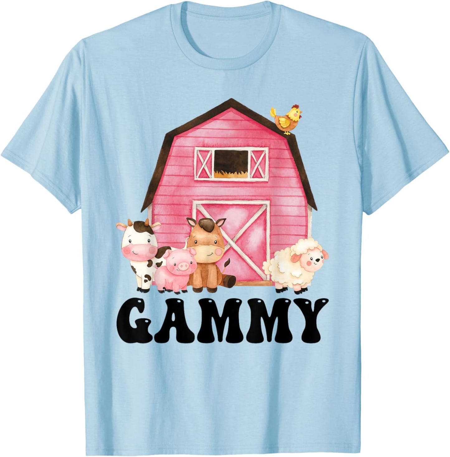 Funny Gammy Farm Animals Birthday Theme Matching Family T-Shirt - T-Shirt | Light Blue