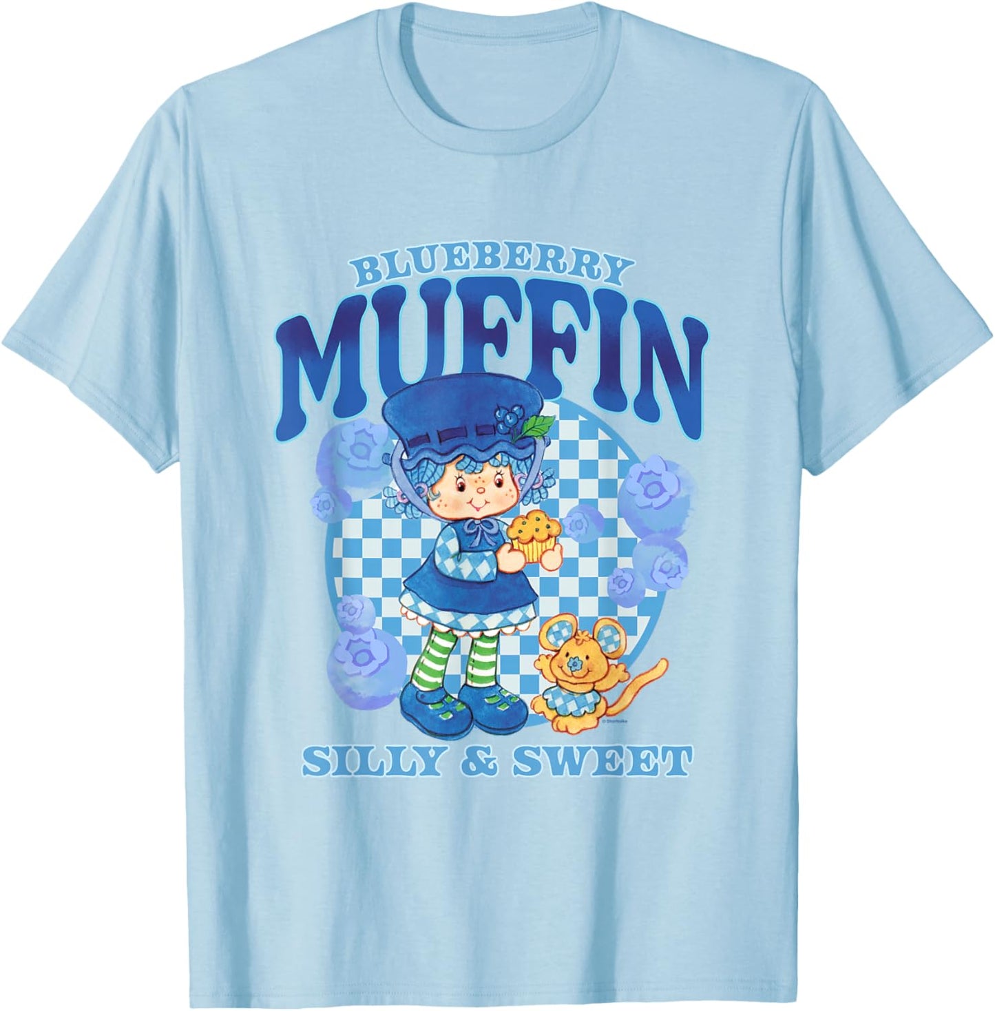 Strawberry Shortcake Blueberry Muffin Silly Sweet Retro Logo T-Shirt - T-Shirt | Light Blue