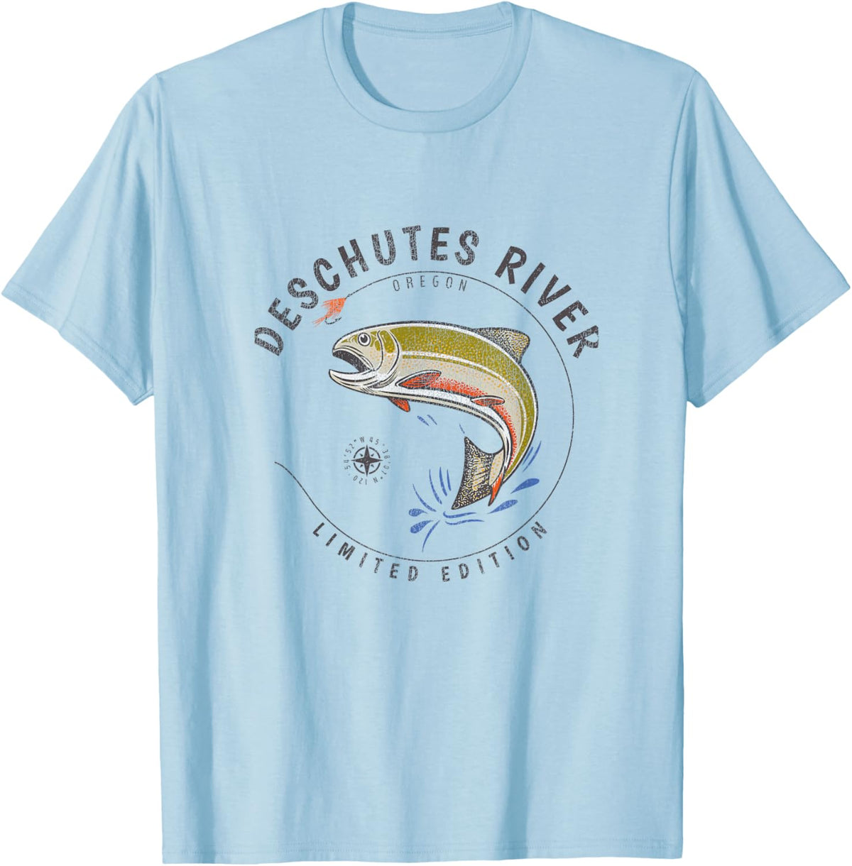 Deschutes River Oregon Fly Fishing Souvenir Deschutes River T-Shirt - T-Shirt | Light Blue