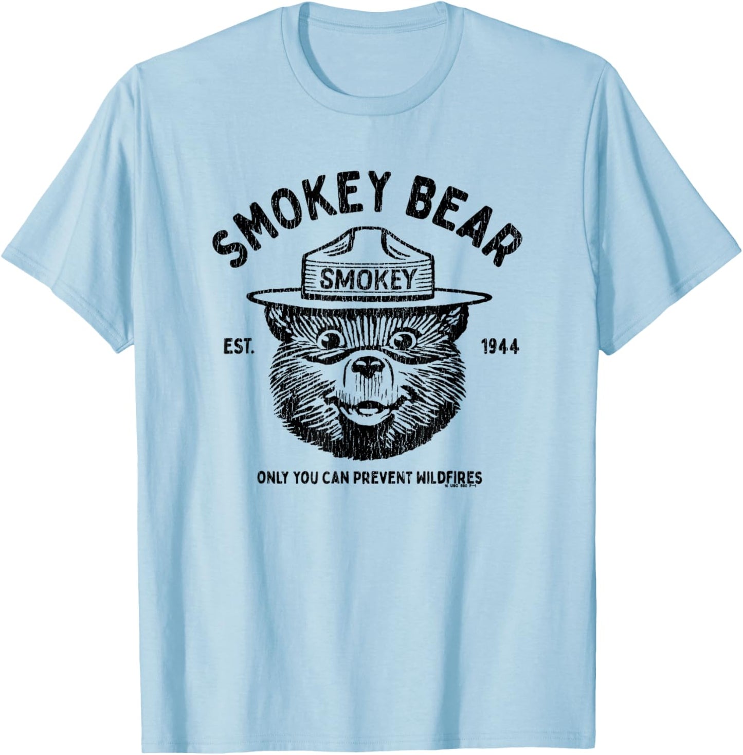 Vintage Smokey Bear Logo Only Officially Licensed T-Shirt - T-Shirt | Light Blue