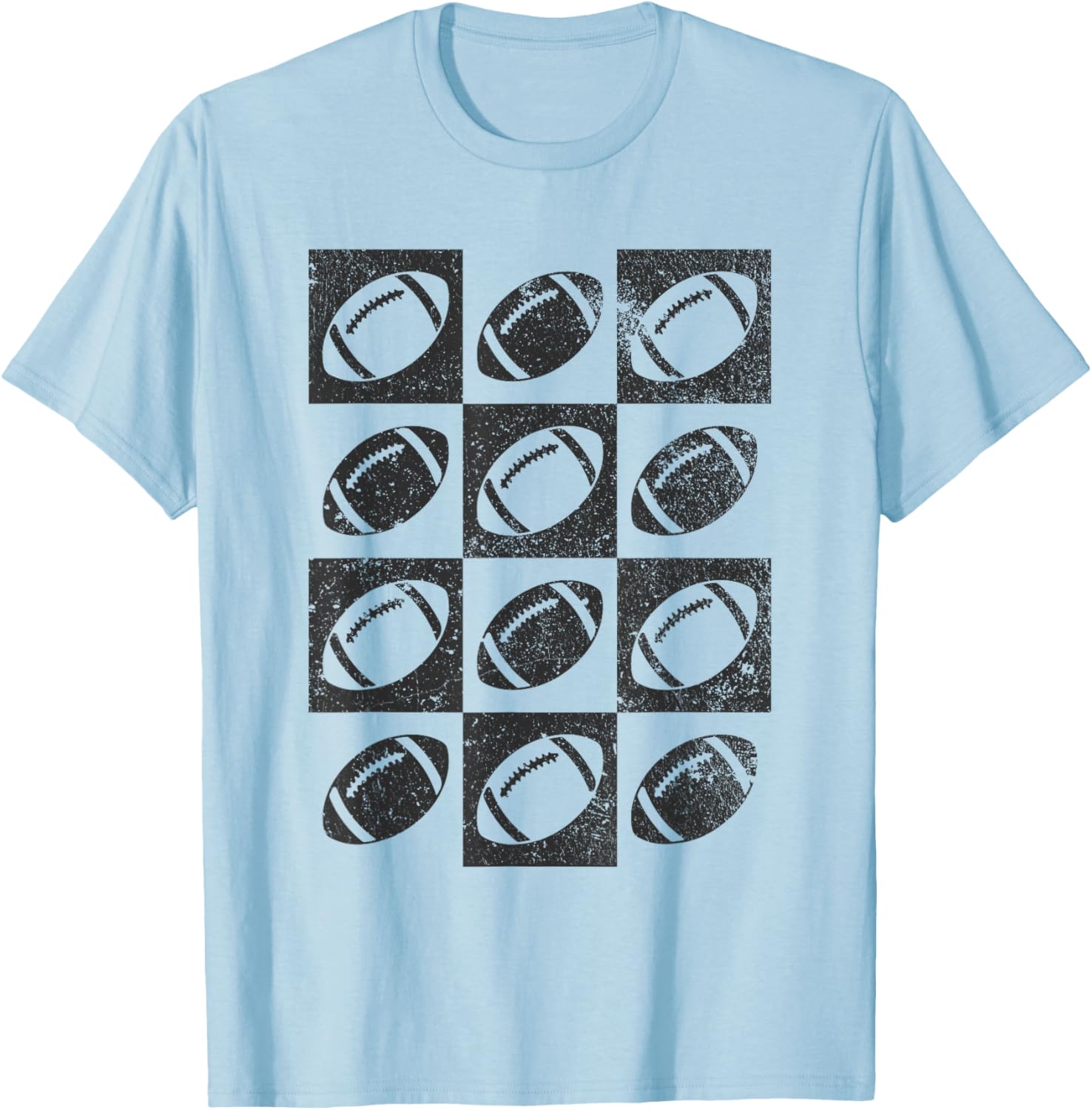 Retro Checkerboard Checkered Football Lover T-Shirt - T-Shirt | Light Blue