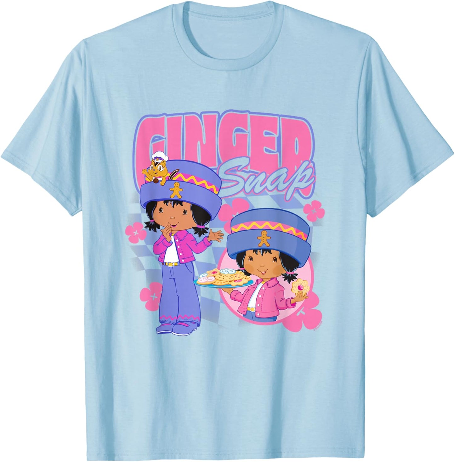 Strawberry Shortcake Cool Ginger Snap Groovy Floral Big Logo T-Shirt - T-Shirt | Light Blue