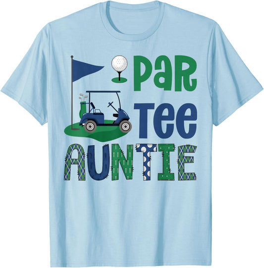Par- Auntie Golf Lover Birthday Party Family Matching T-Shirt - T-Shirt | Light Blue