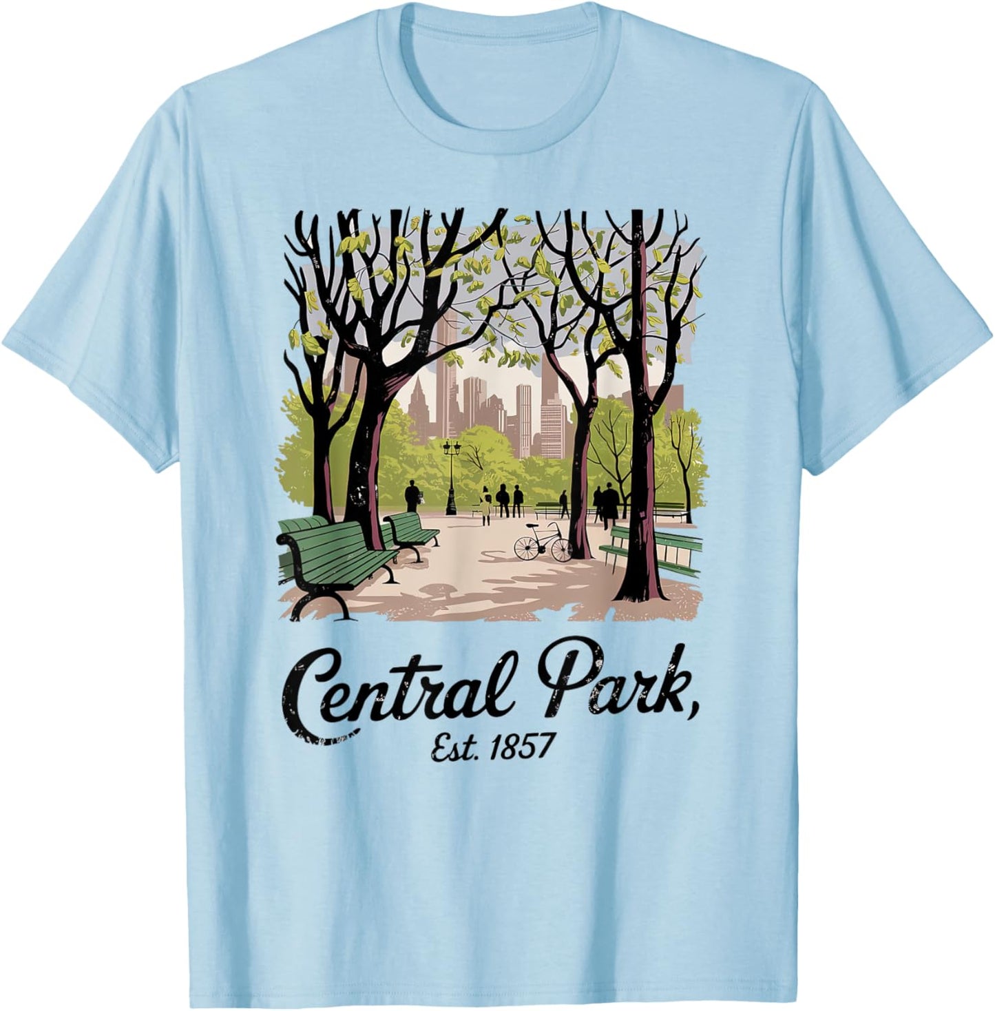 Central Park, Est. 1857 New York Nostalgic Vintage NYC Style T-Shirt - T-Shirt | Light Blue