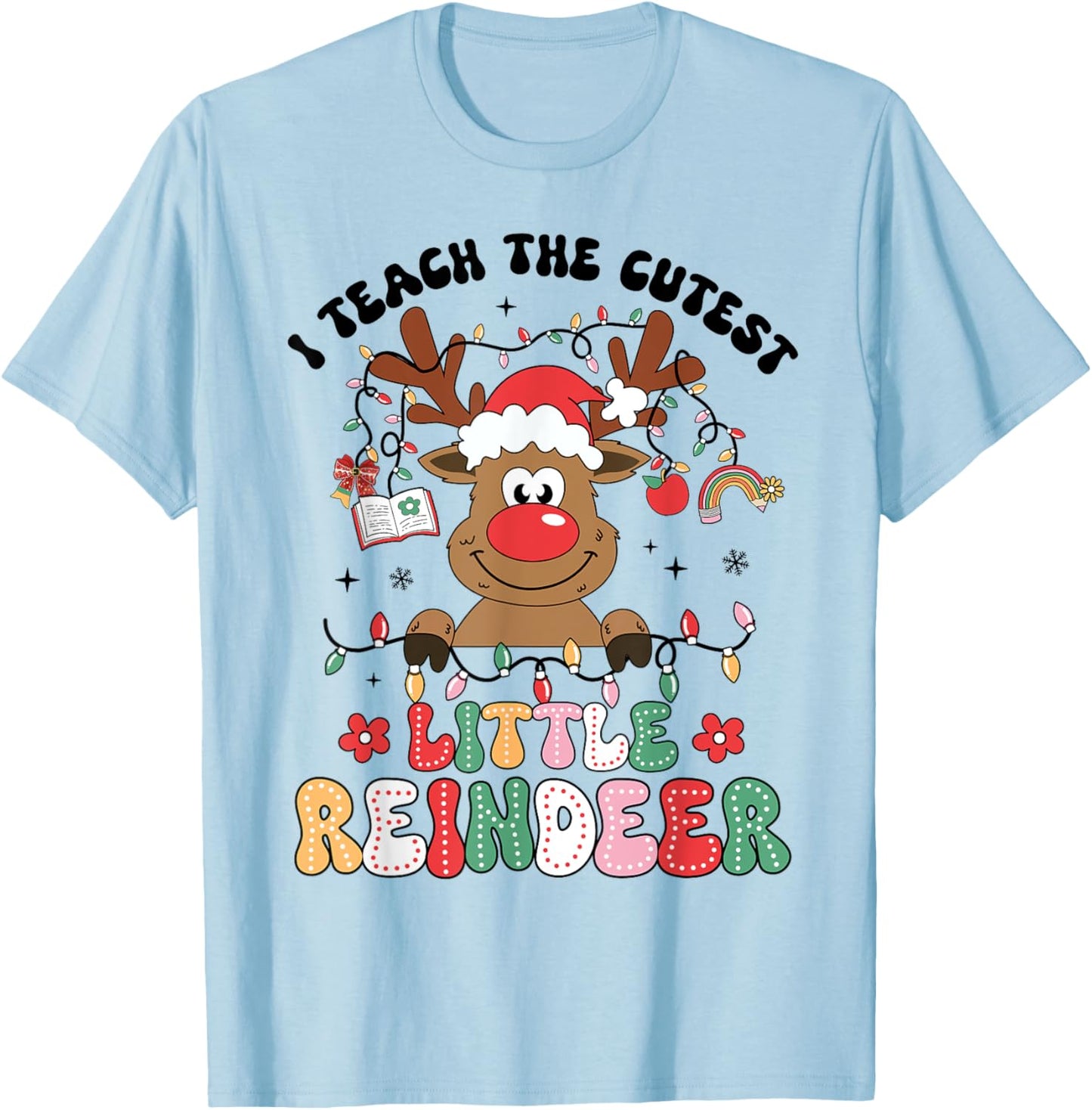 Christmas Teacher I Teach The Cutest Little Reindeer Boy Kid T-Shirt - T-Shirt | Light Blue