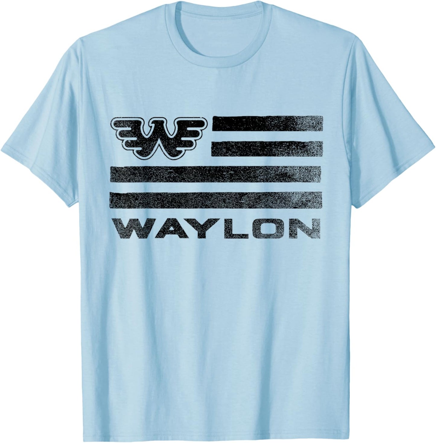 Waylon Jennings - Official Merchandise - Flag T-Shirt - T-Shirt | Light Blue