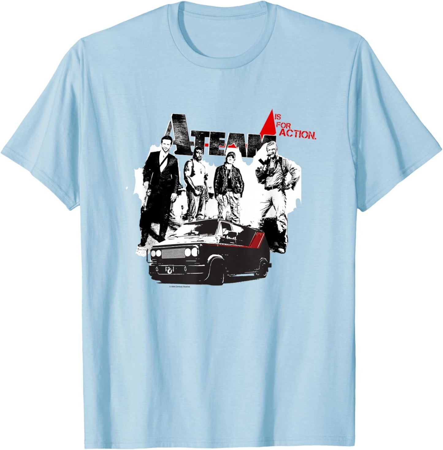 The A-Team A Is For Action Iconic Characters Retro Big Logo T-Shirt - T-Shirt | Light Blue