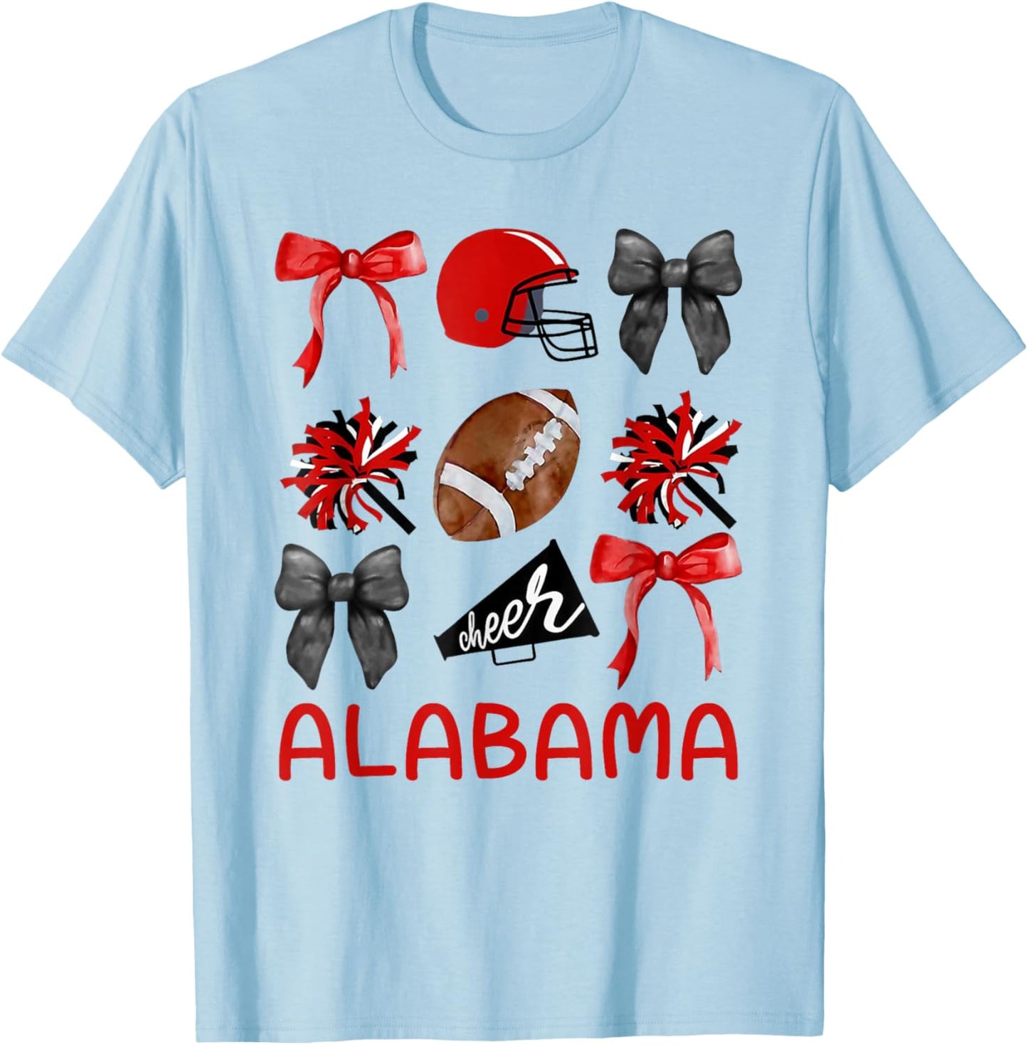 Alabama Women Toddler Girls Kids Sister Niece Coquette Bow T-Shirt - T-Shirt | Light Blue