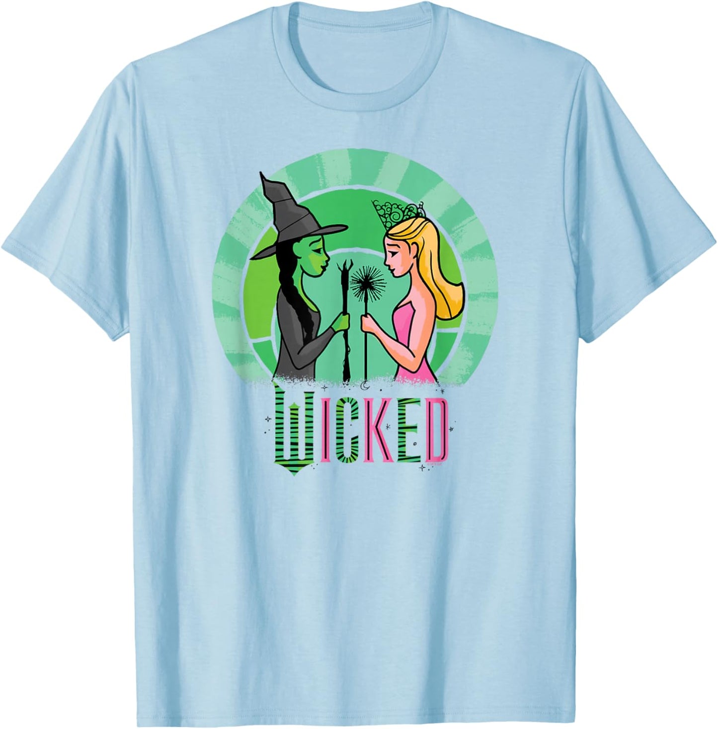 Wicked Glinda & Elphaba Sketched T-Shirt - T-Shirt | Light Blue