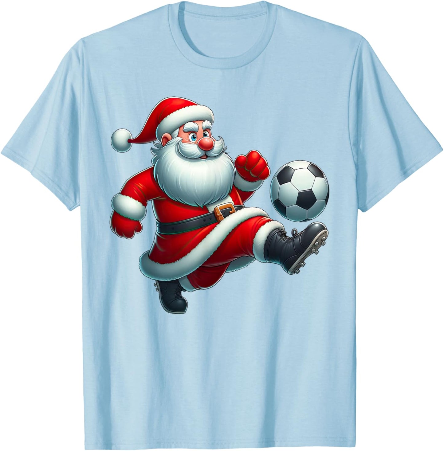Santa Claus Soccer Player Funny Christmas Boys Girls Kids T-Shirt - T-Shirt | Light Blue